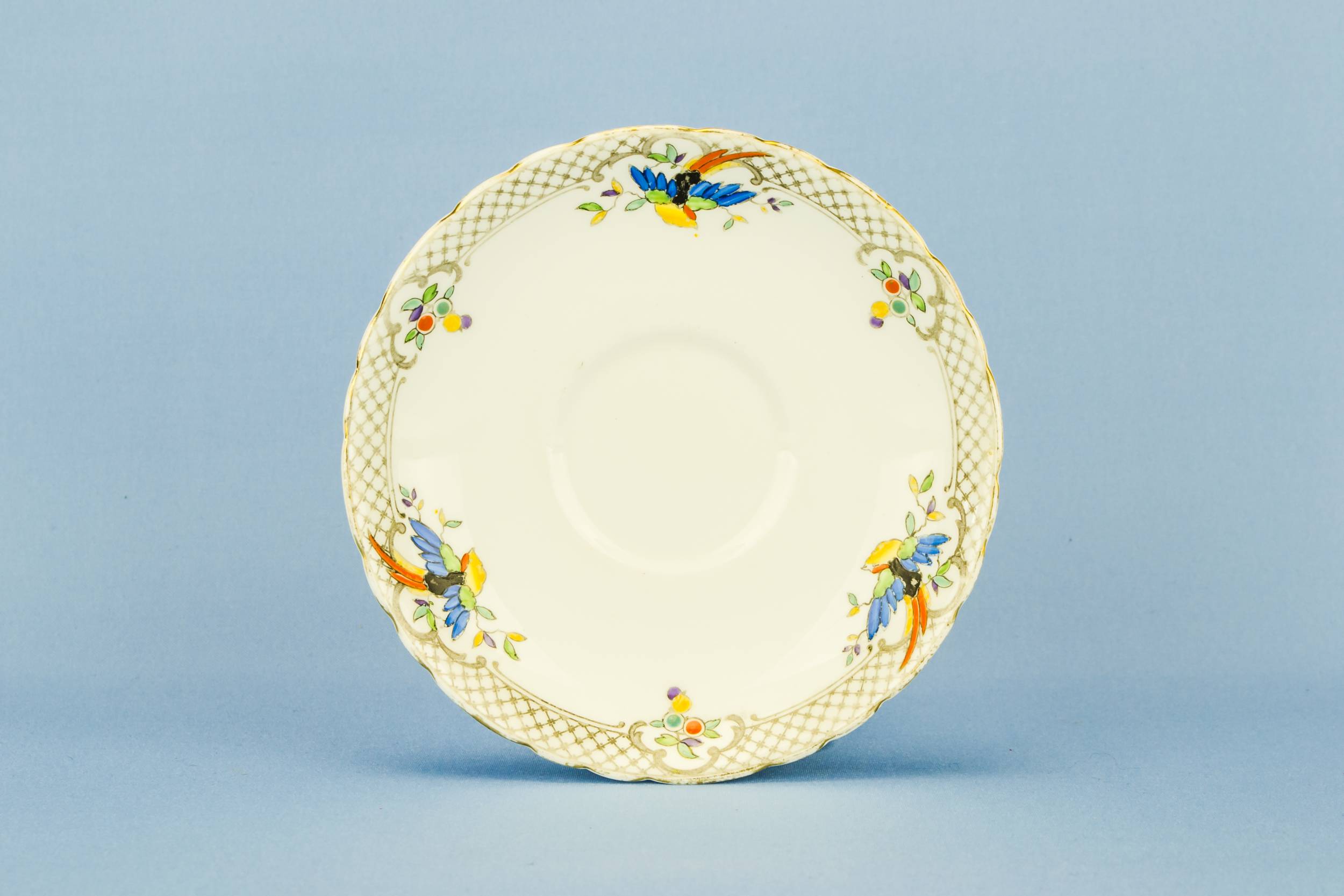 Blue Vintage 5.7'' — 5 black & white tea saucers