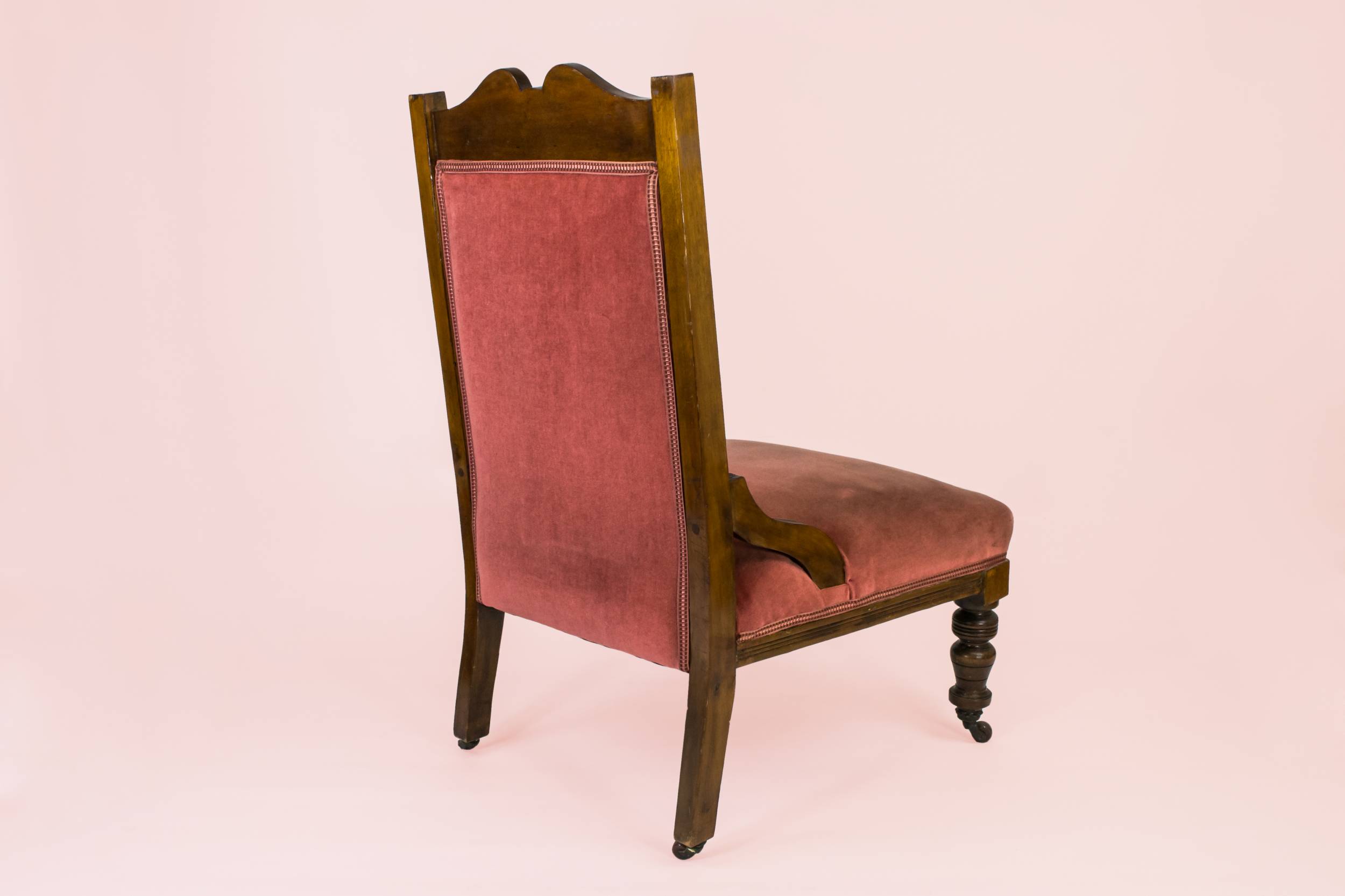 Elegant Wood CHAIR — Pink salmon lounge chair 1