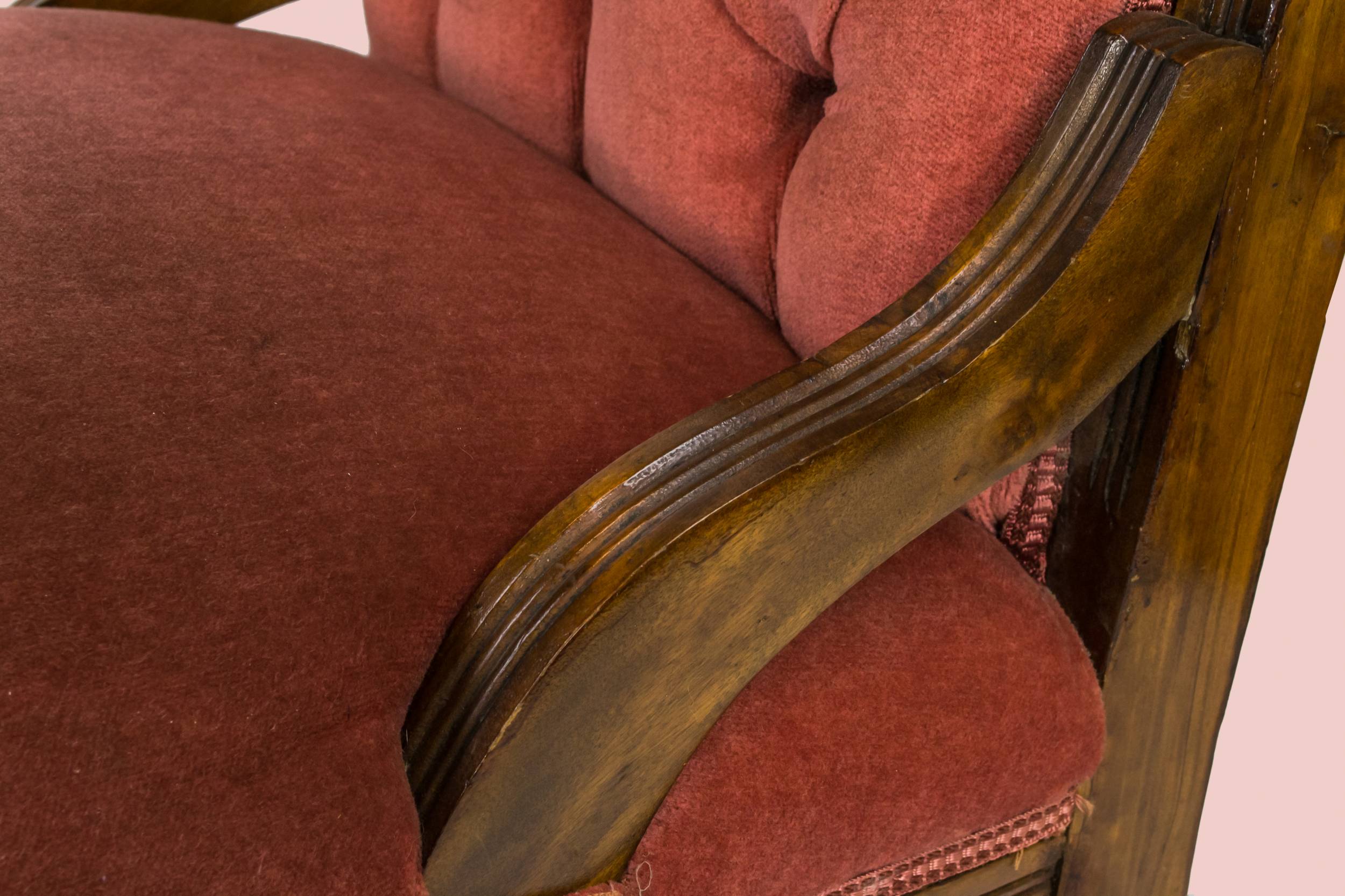 Elegant Wood CHAIR — Pink salmon lounge chair 3