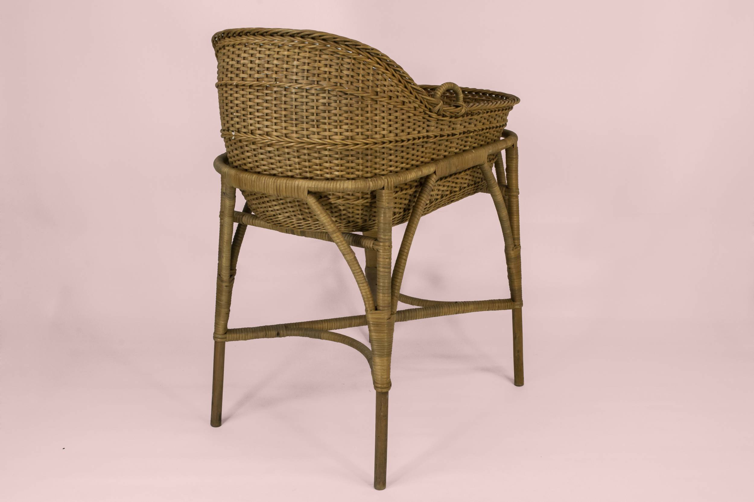 Rare Antique Woven — Woven cane baby bed 1