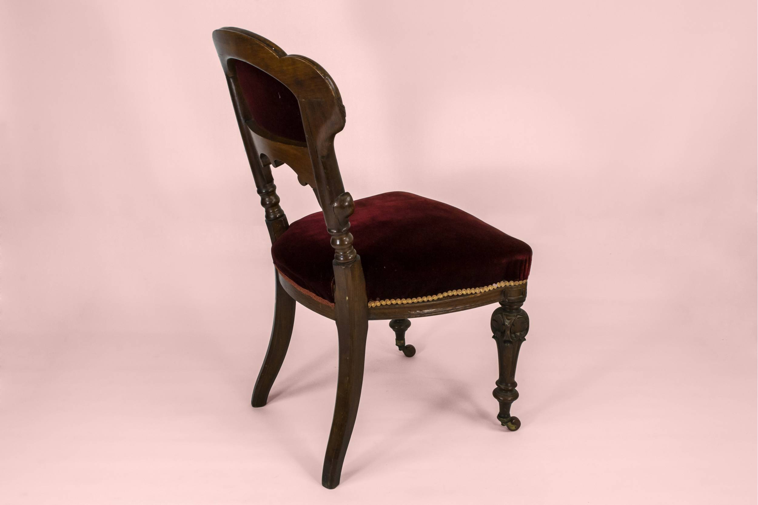 Antique Opulent Scrolls — 5 wine red dining chairs 1