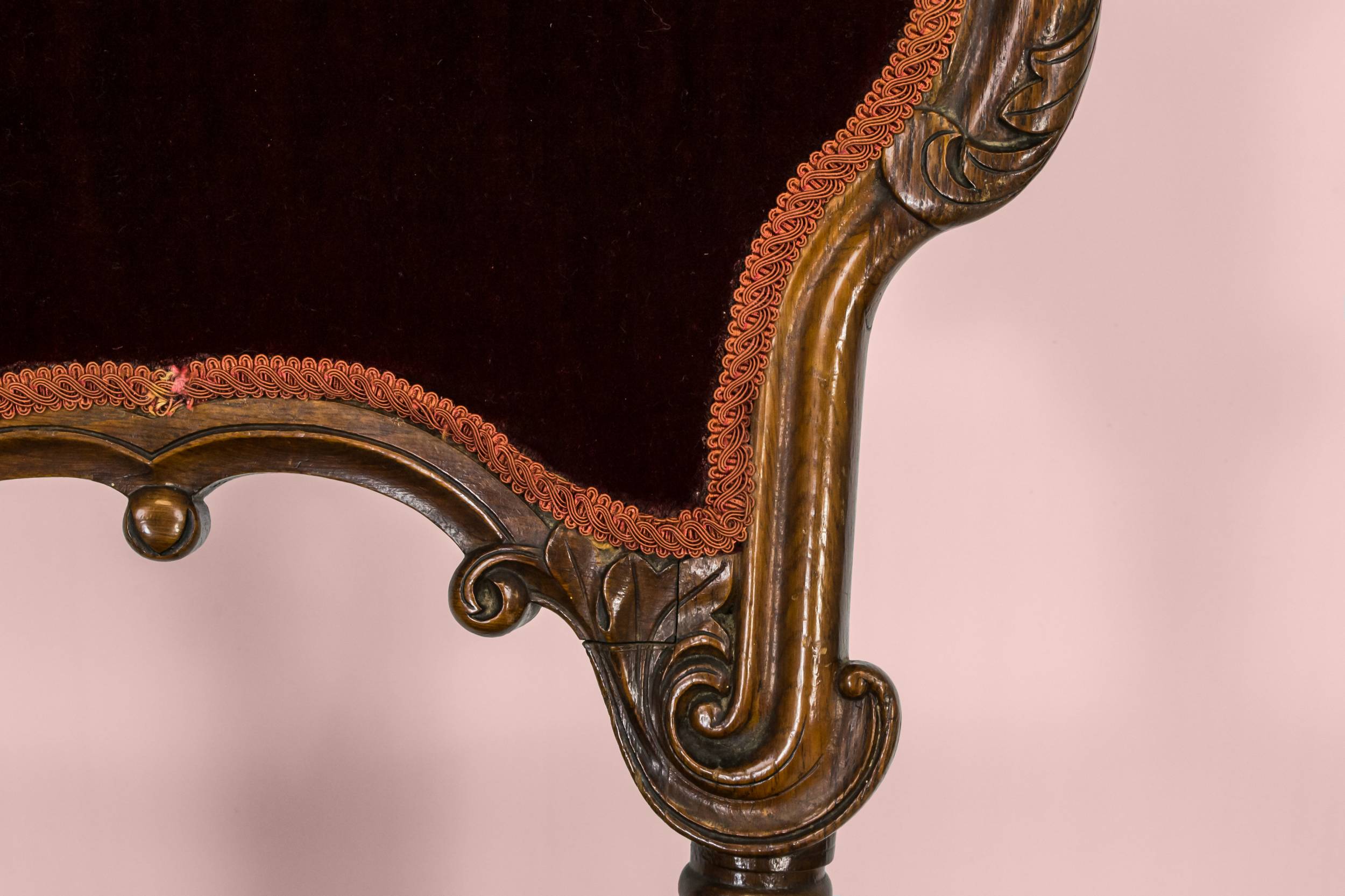 Antique Opulent Scrolls — 5 wine red dining chairs 2