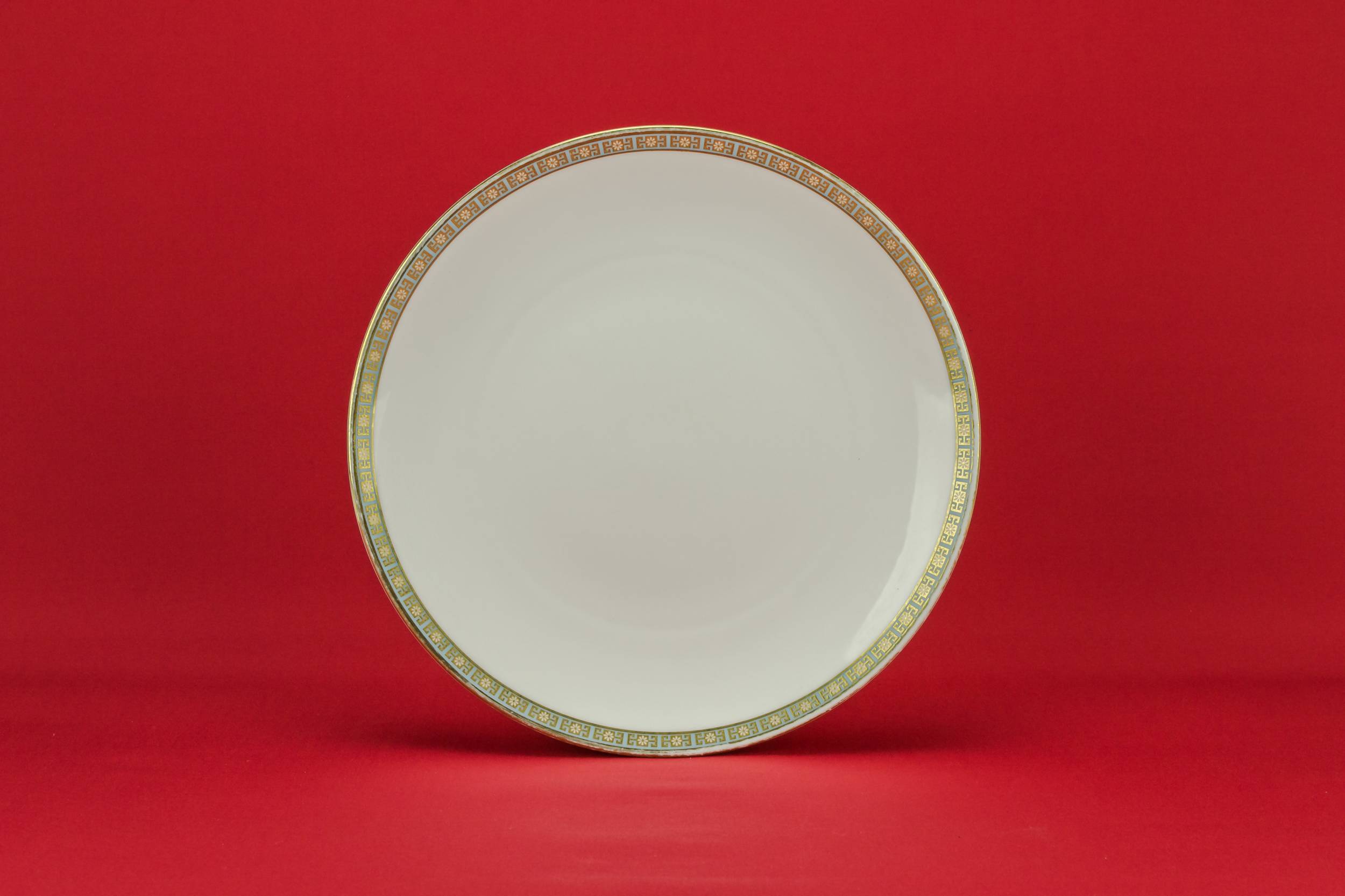 Porcelain Neo-classical PLATES — 6 gilded dinner plates