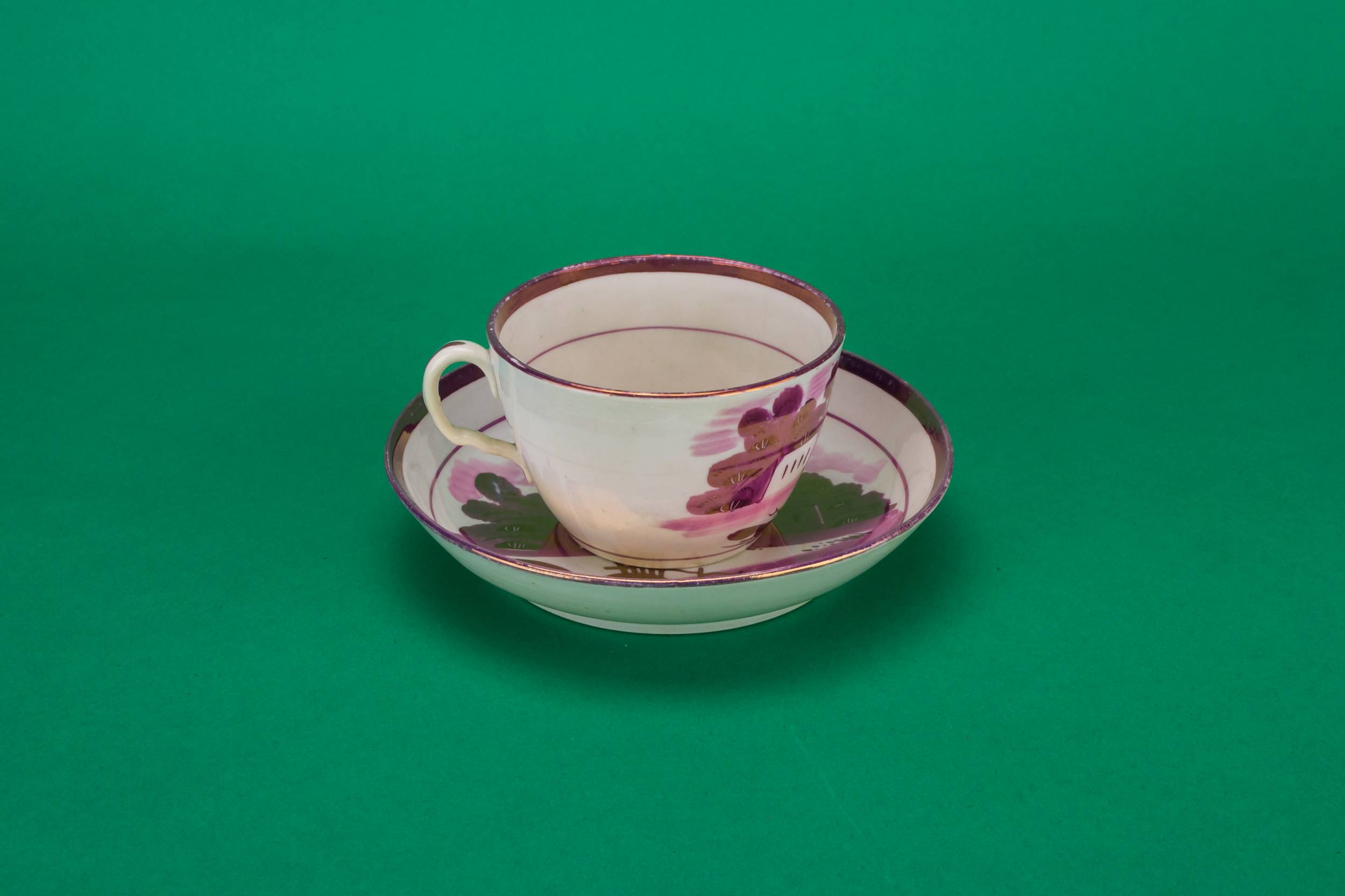 Neo-classical Antique TEA — Purple teacup and saucer 4