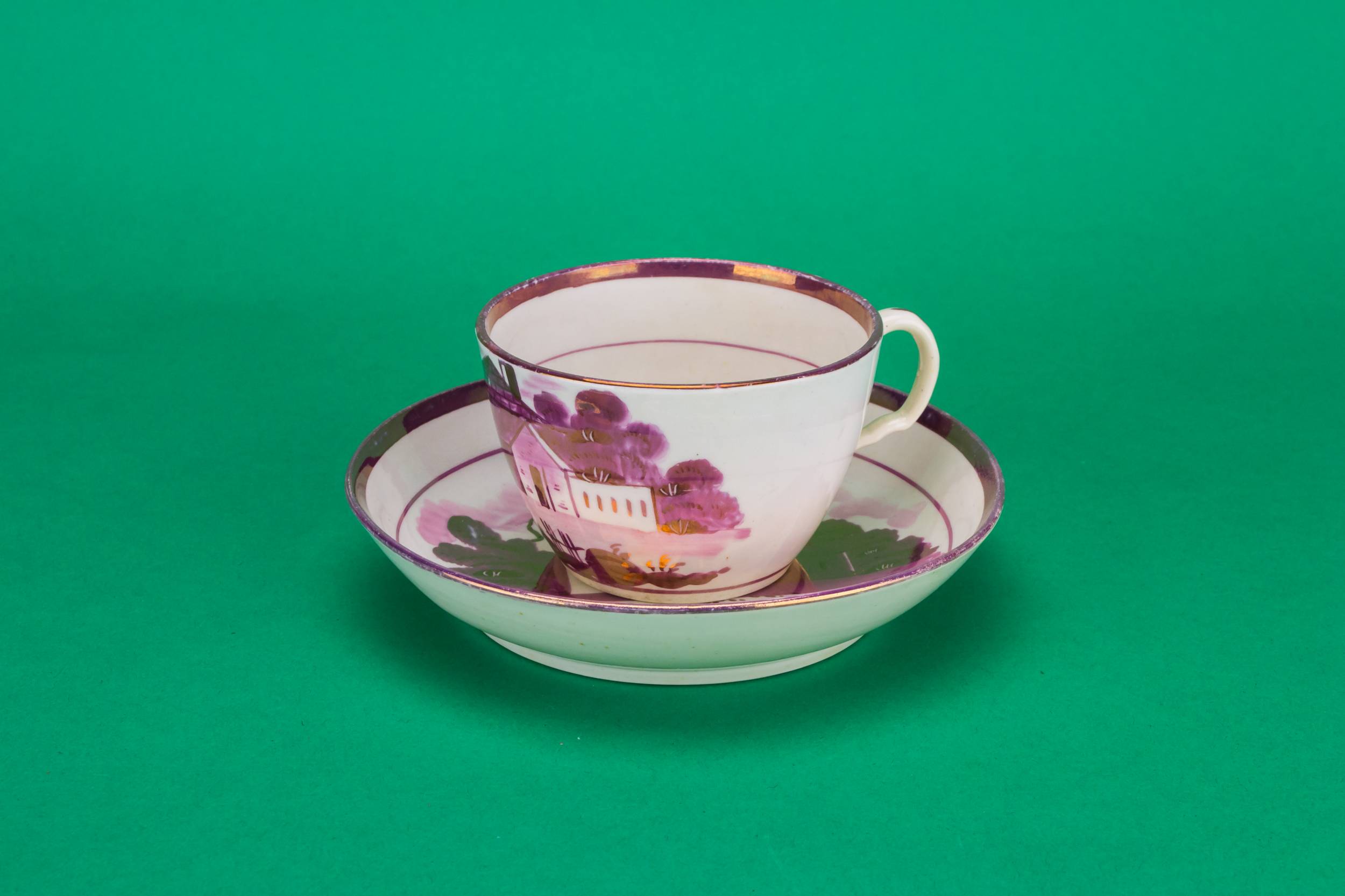 Neo-classical Antique TEA — Purple teacup and saucer