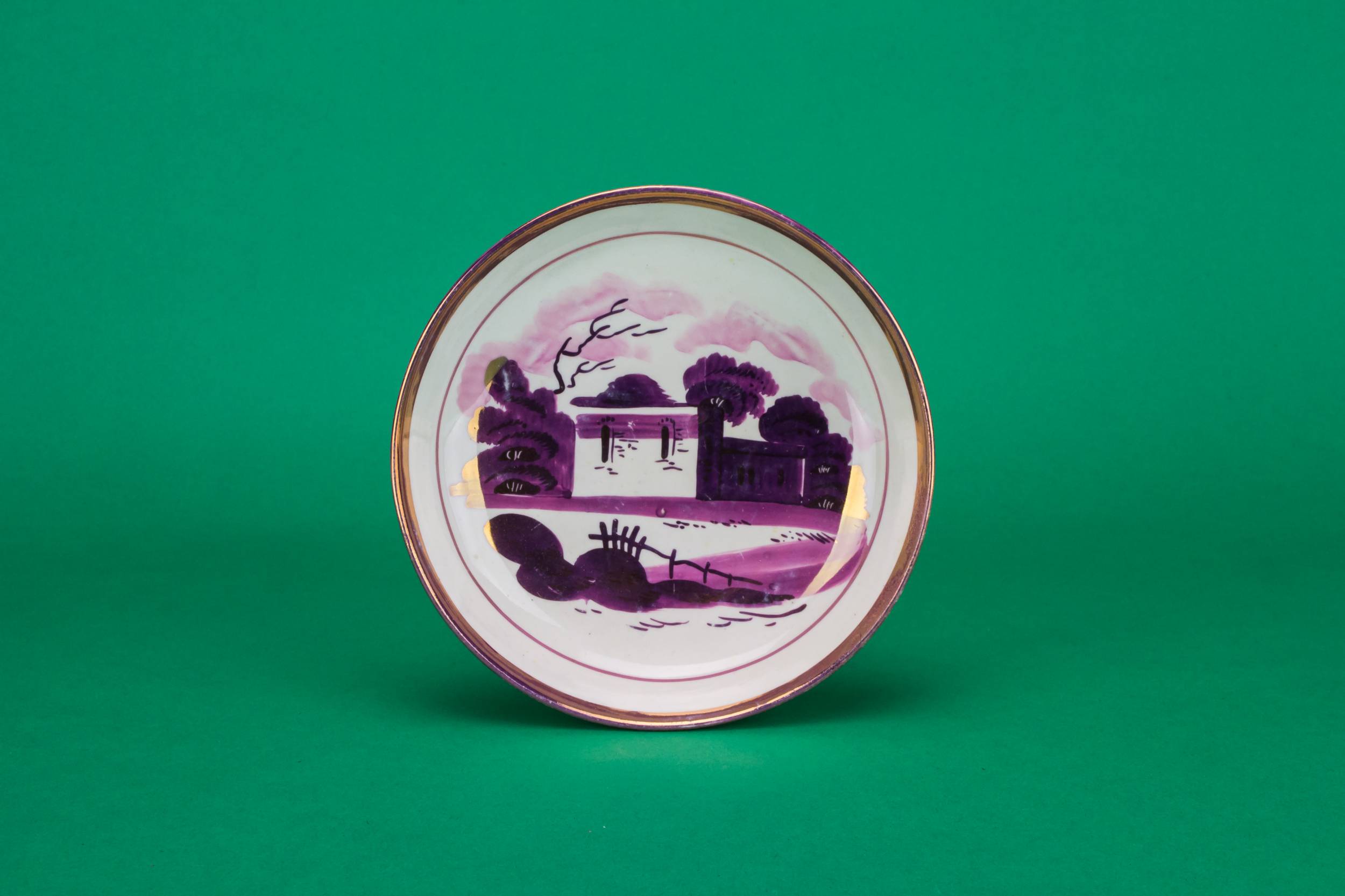 Neo-classical Antique TEA — Purple teacup and saucer 2