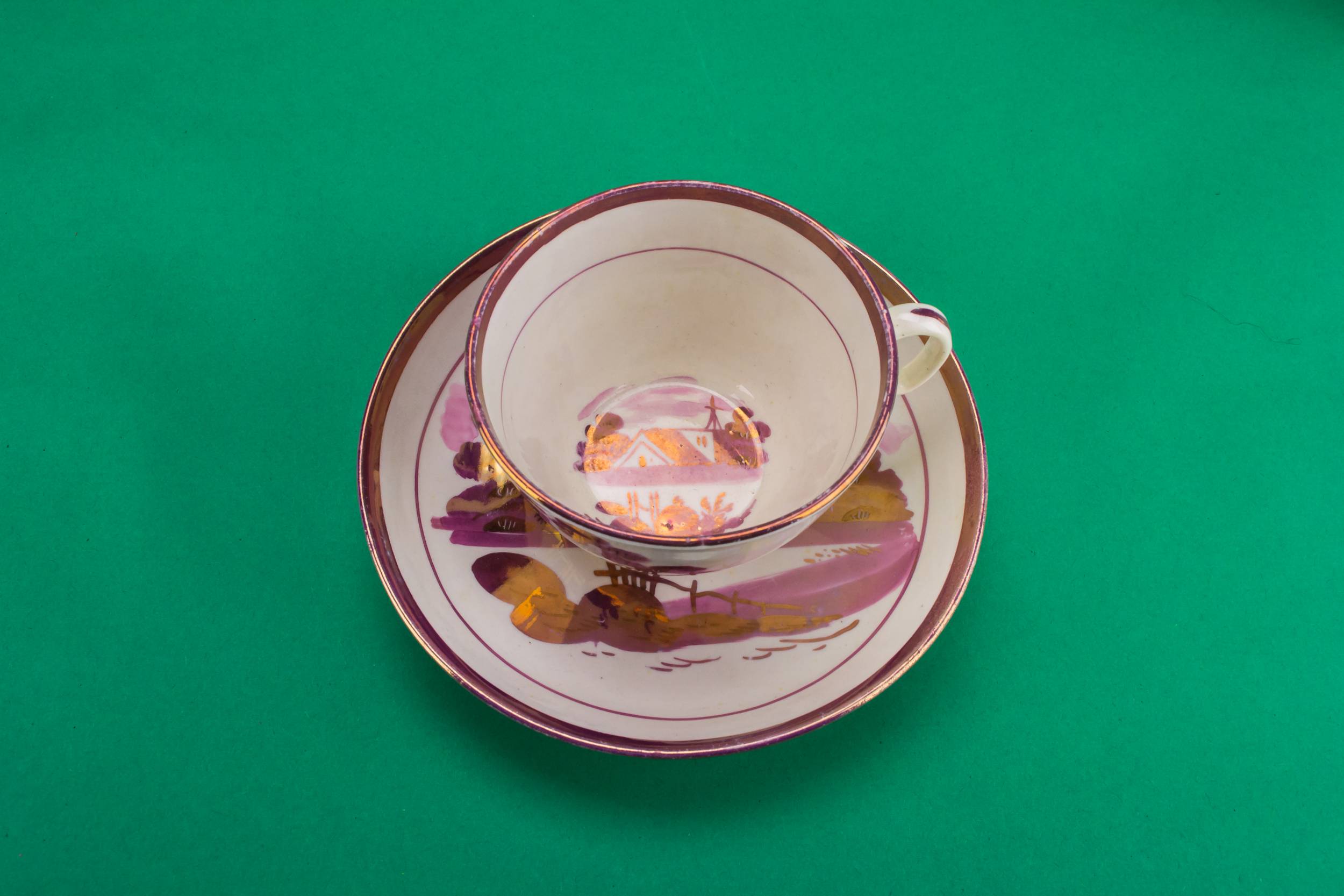 Neo-classical Antique TEA — Purple teacup and saucer 1