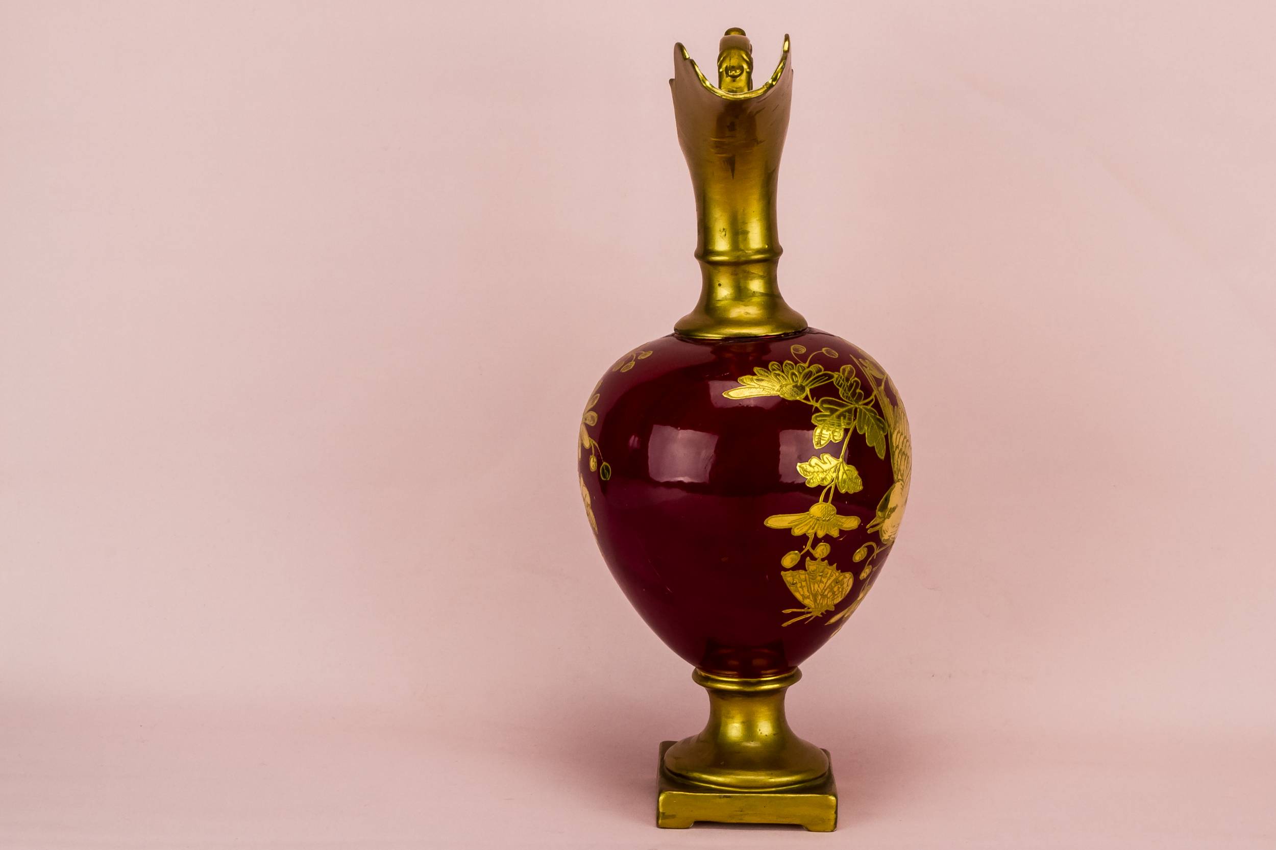 High Victorian Antique — Gold vermilion flower jug 1