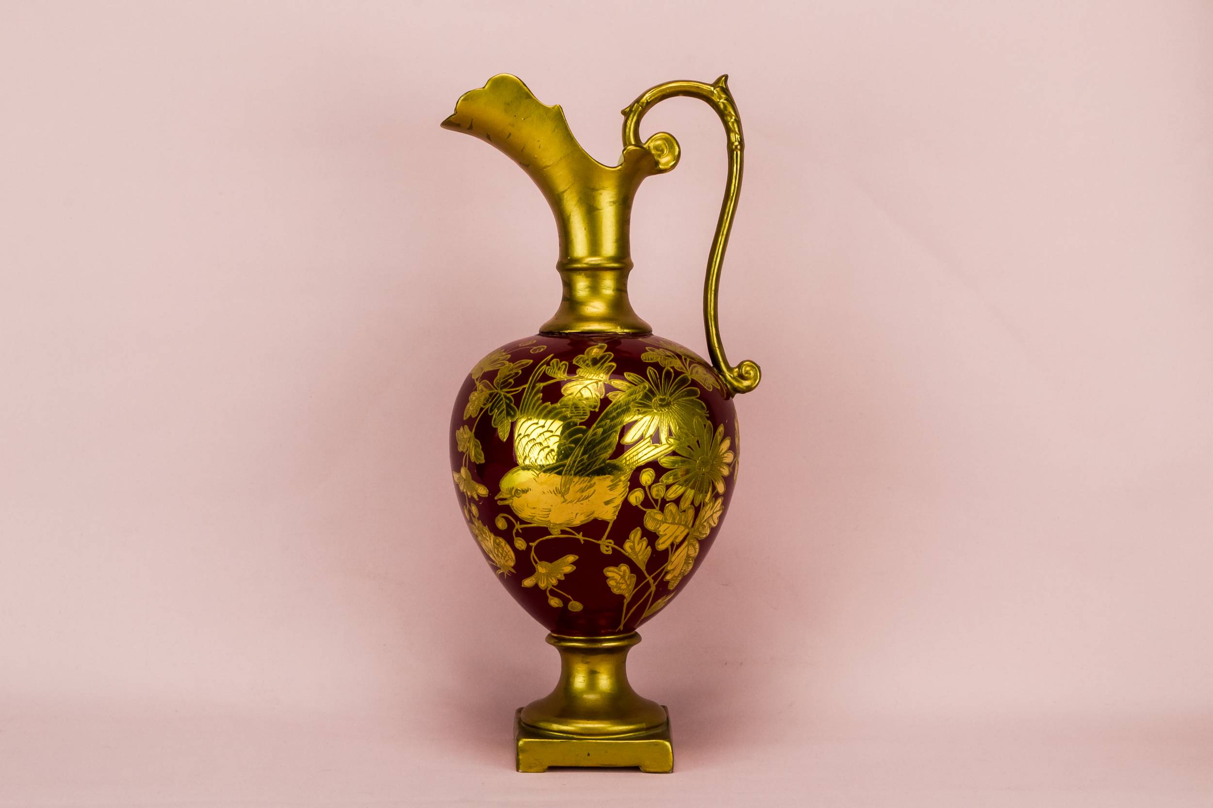 High Victorian Antique — Gold vermilion flower jug