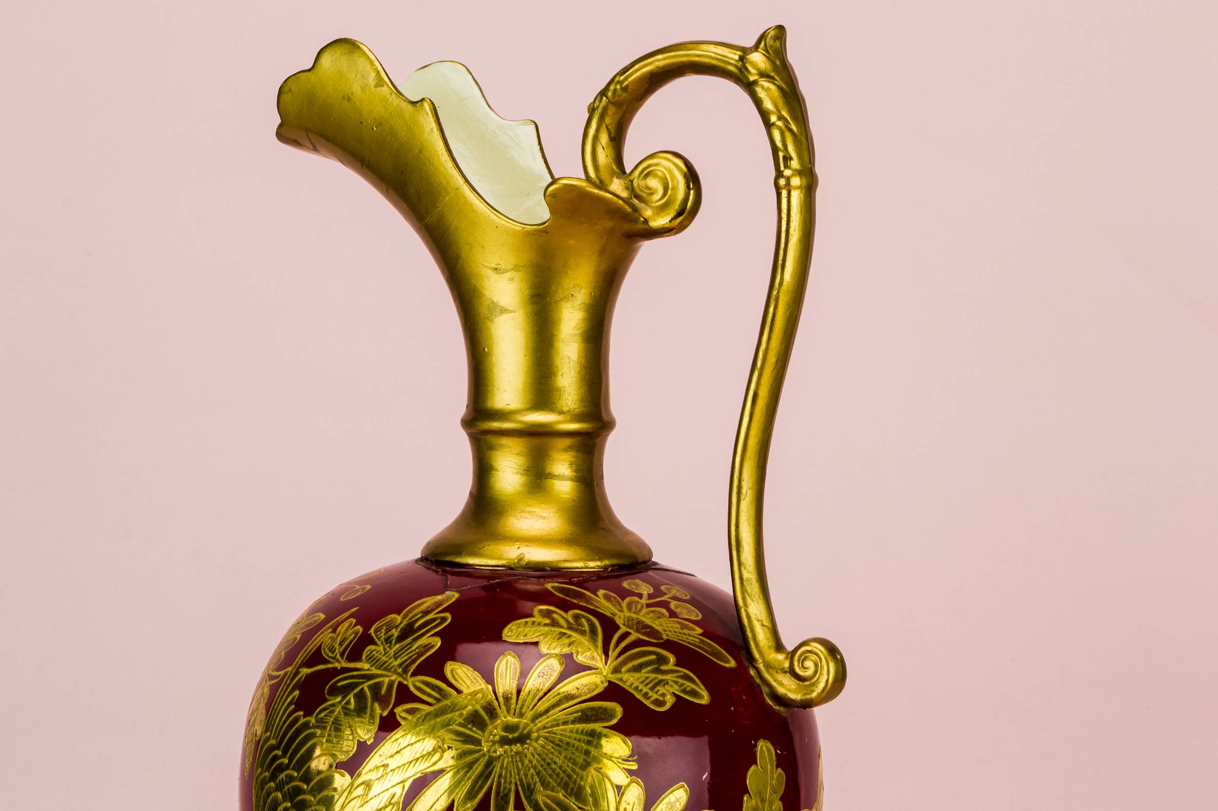 High Victorian Antique — Gold vermilion flower jug 4