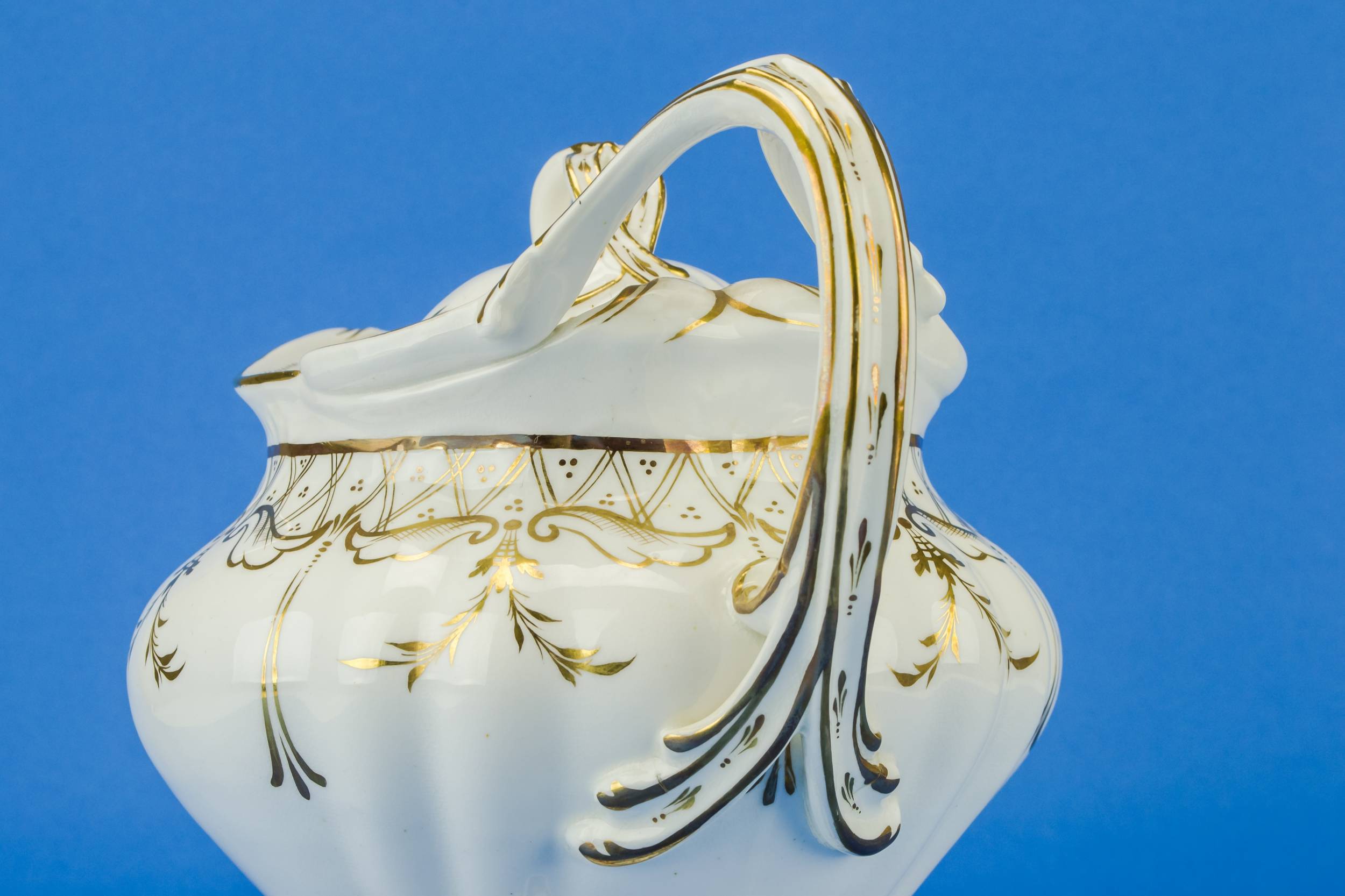 Antique Large Scrolls — Large gold and white teapot 7
