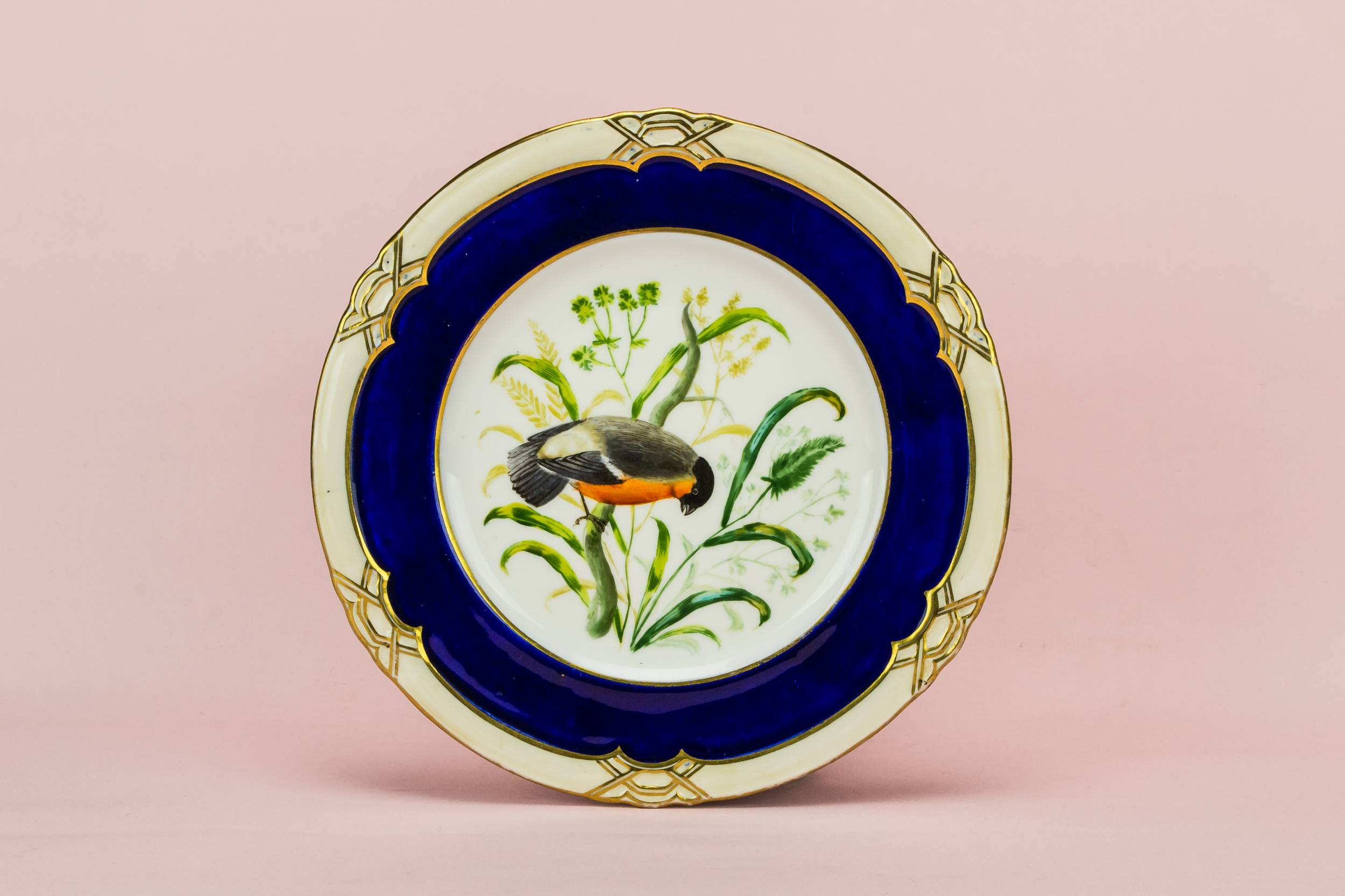 Antique Victorian Birds — Bird painted cake plate