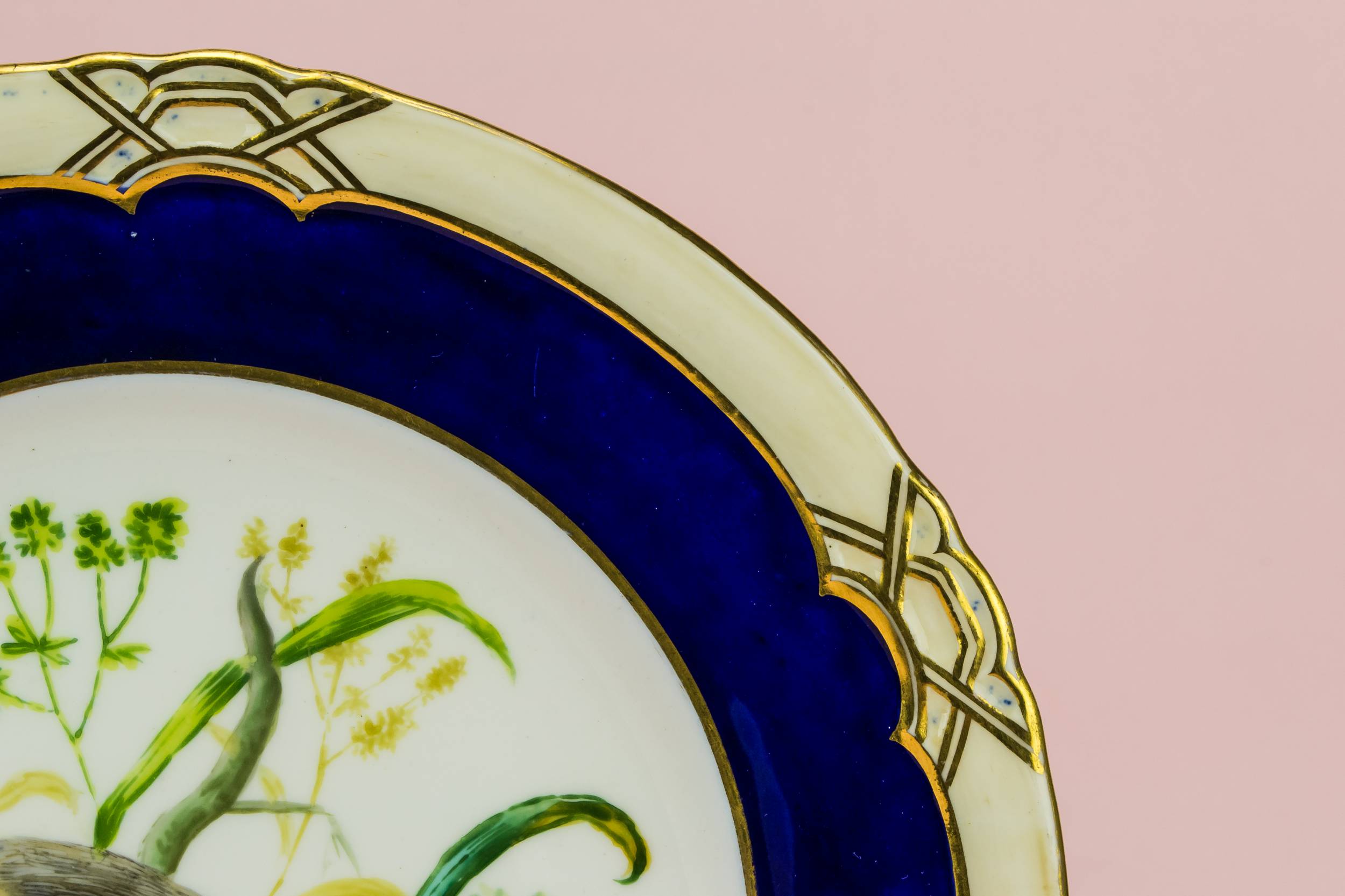Antique Victorian Birds — Bird painted cake plate 1