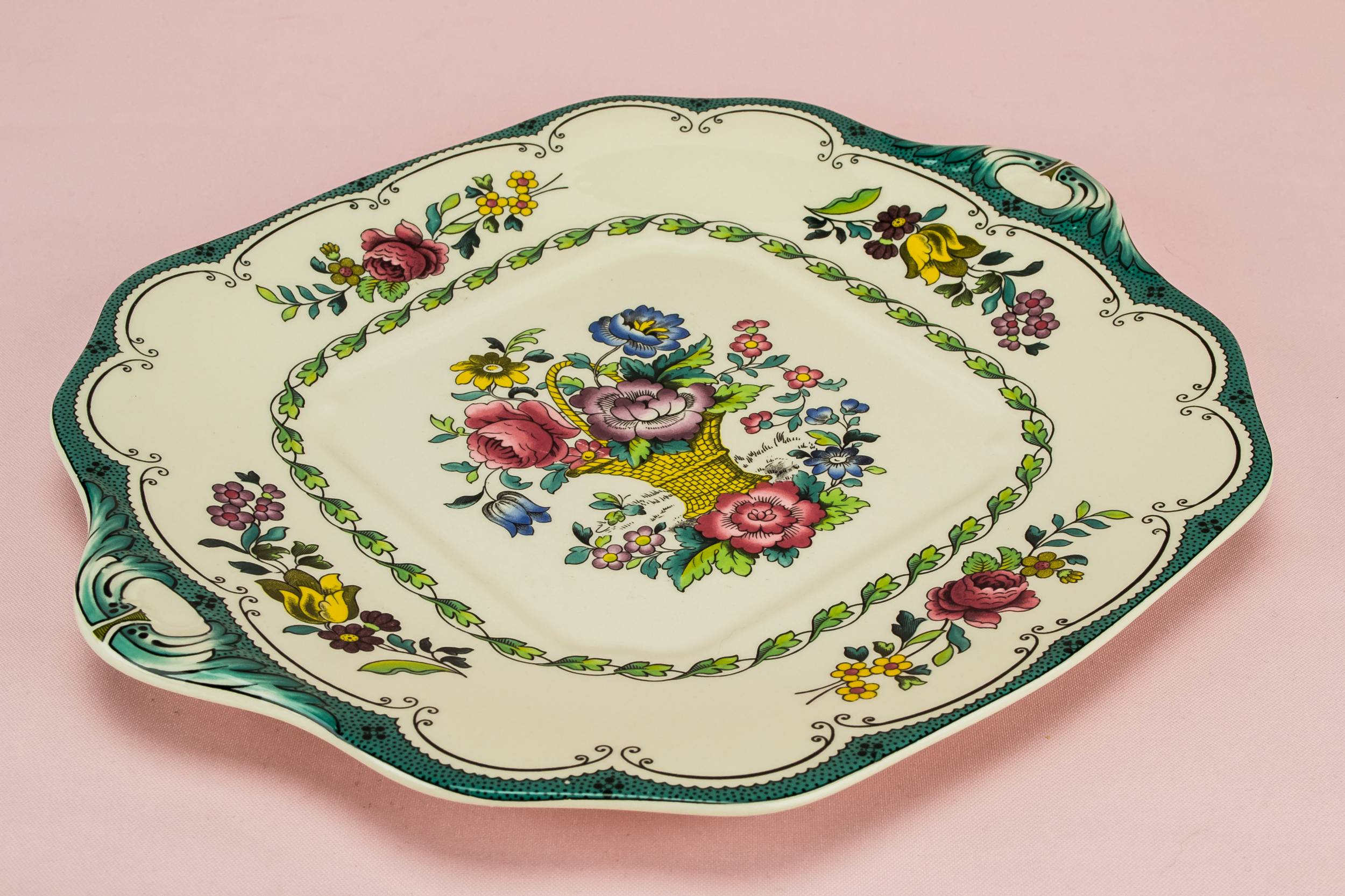 Elegant Porcelain Floral — Spode cake serving plate 1