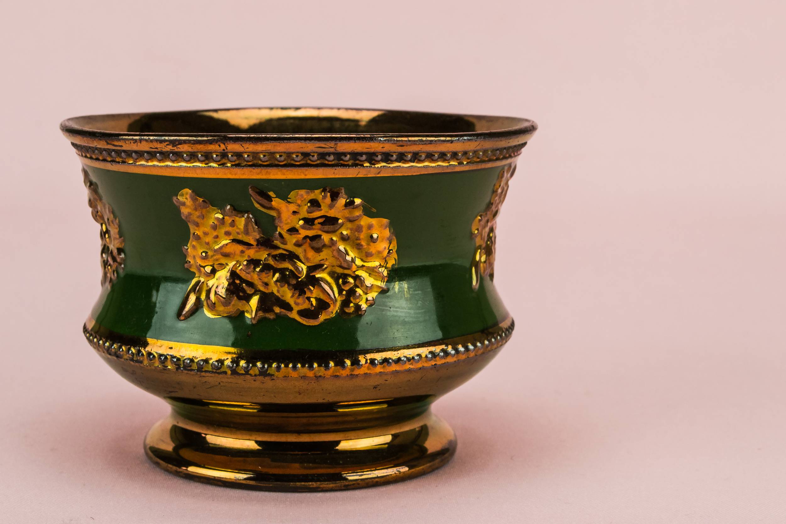 Neo-classical Small Floral — Lustre green sugar bowl 1