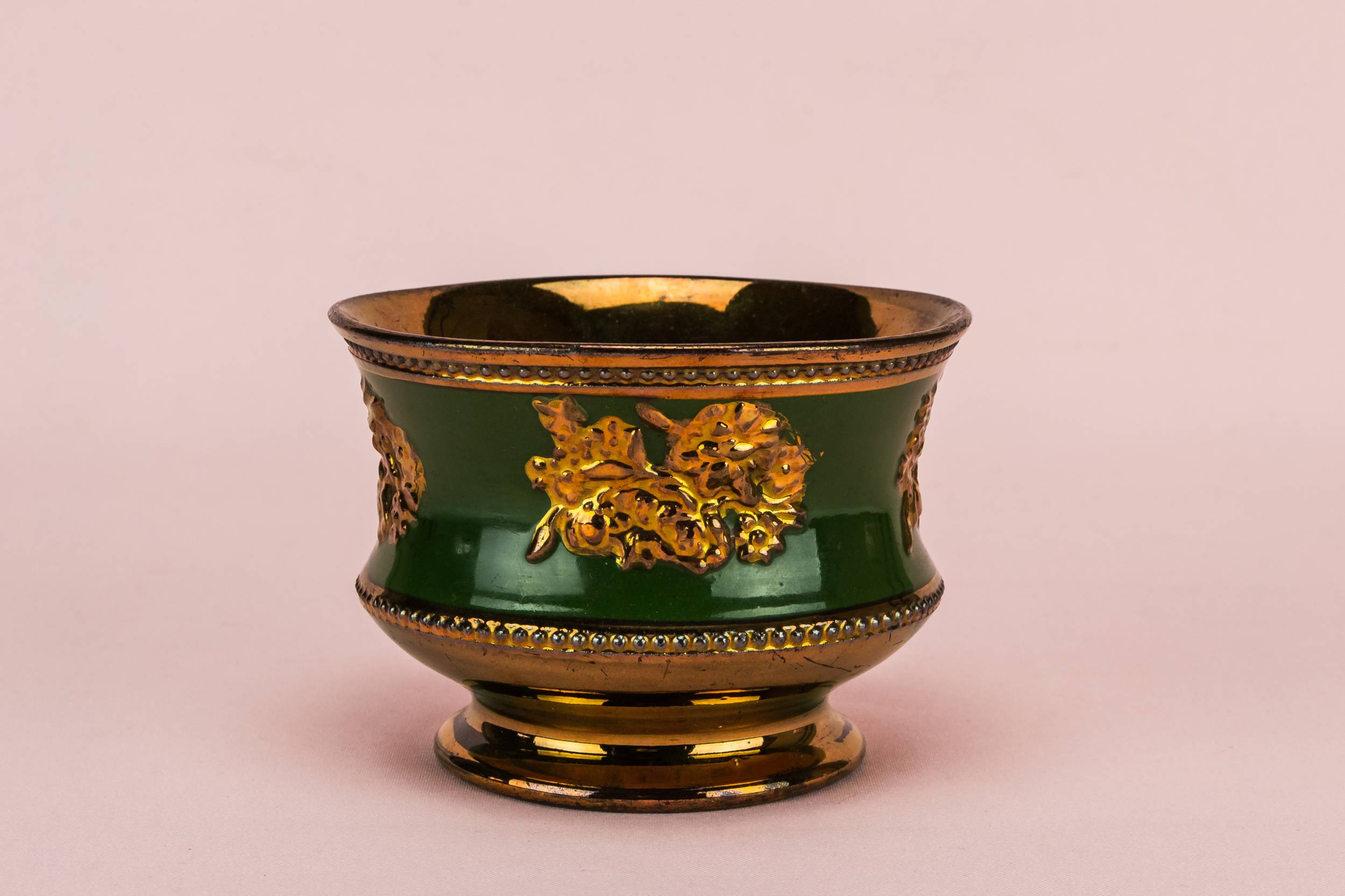 Neo-classical Small Floral — Lustre green sugar bowl
