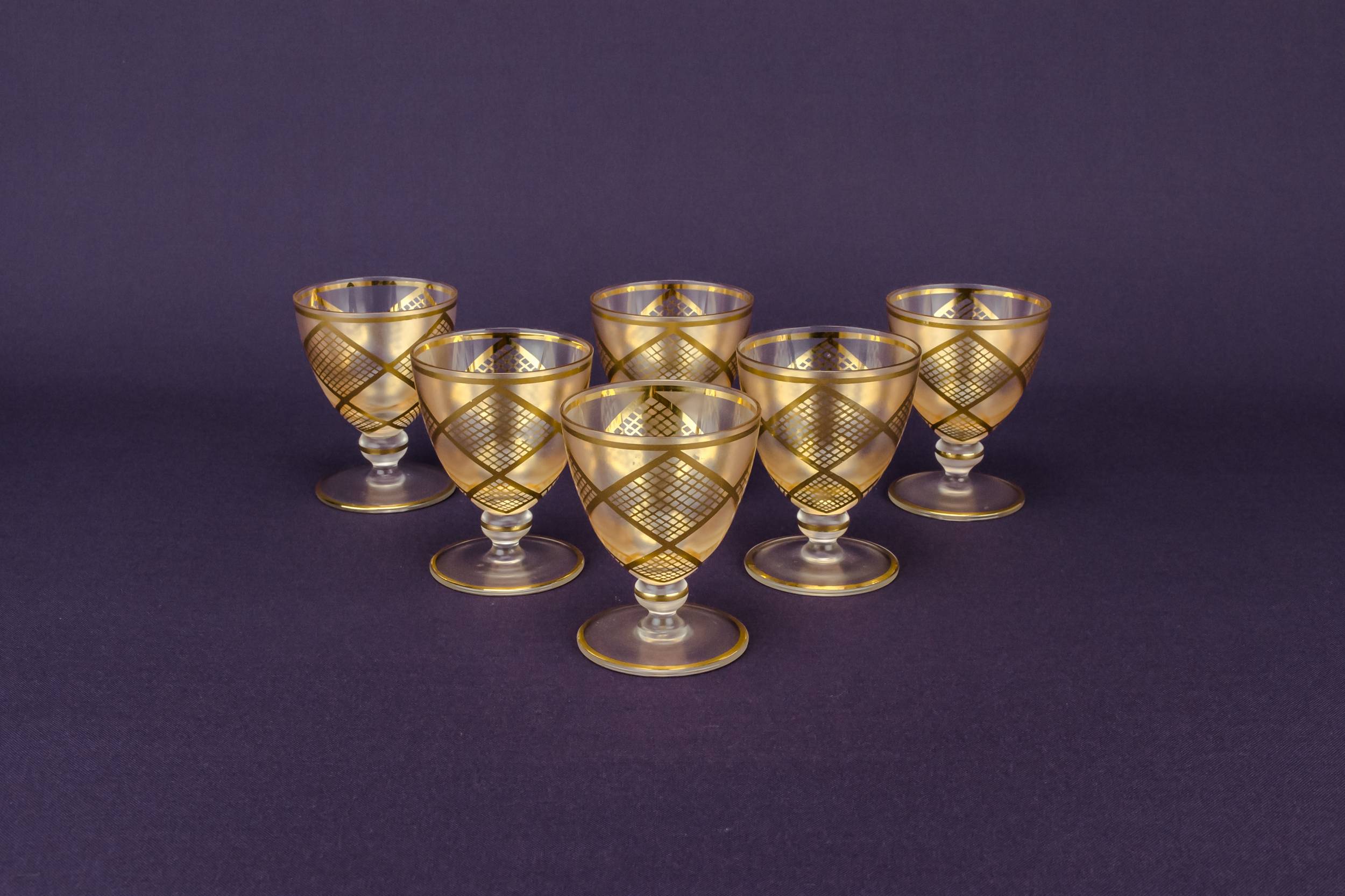 Mid-century Modern Gold — 6 gold vodka shot glasses