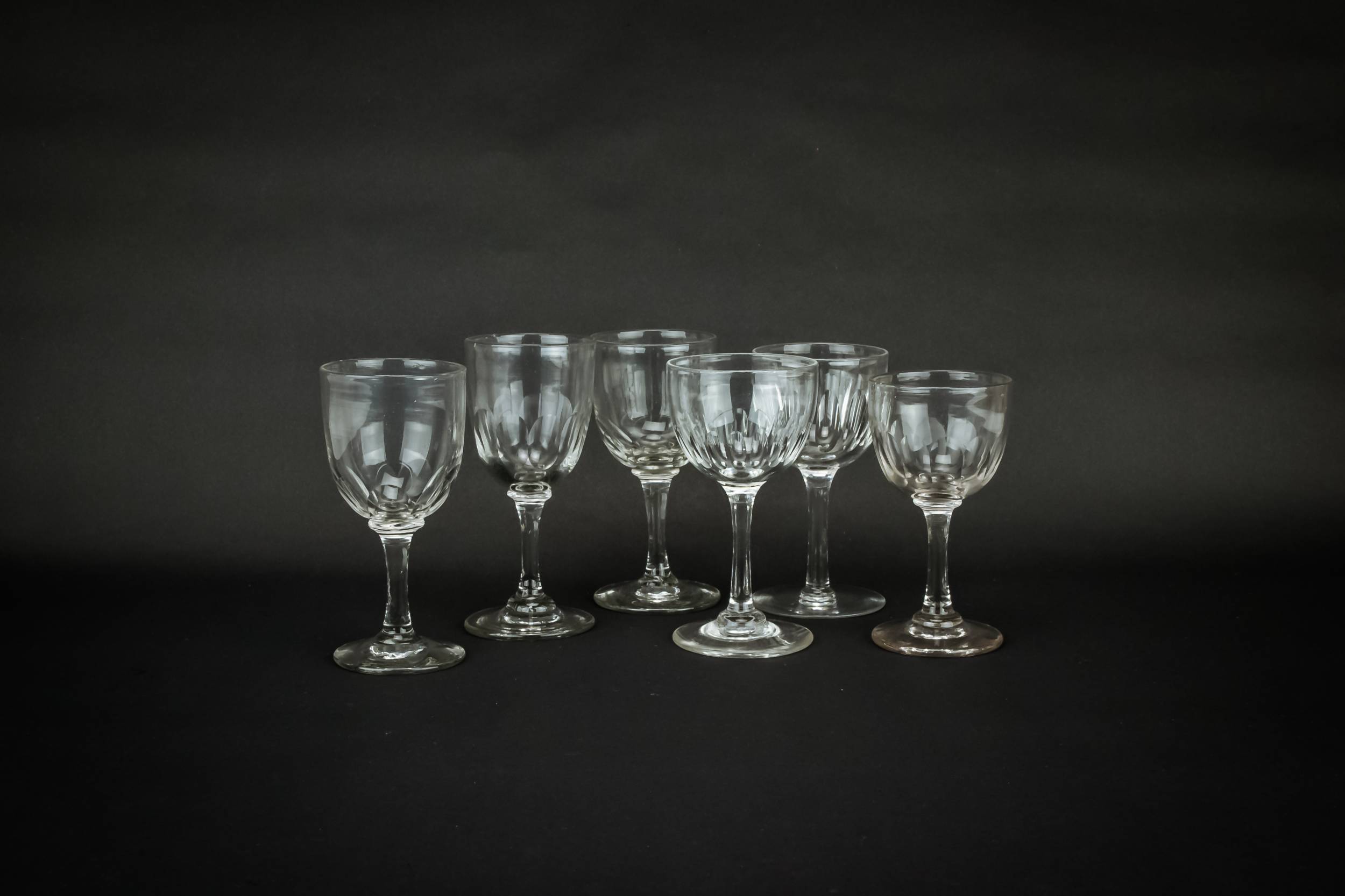 Clear Antique Panelled — 6 port and sherry glasses
