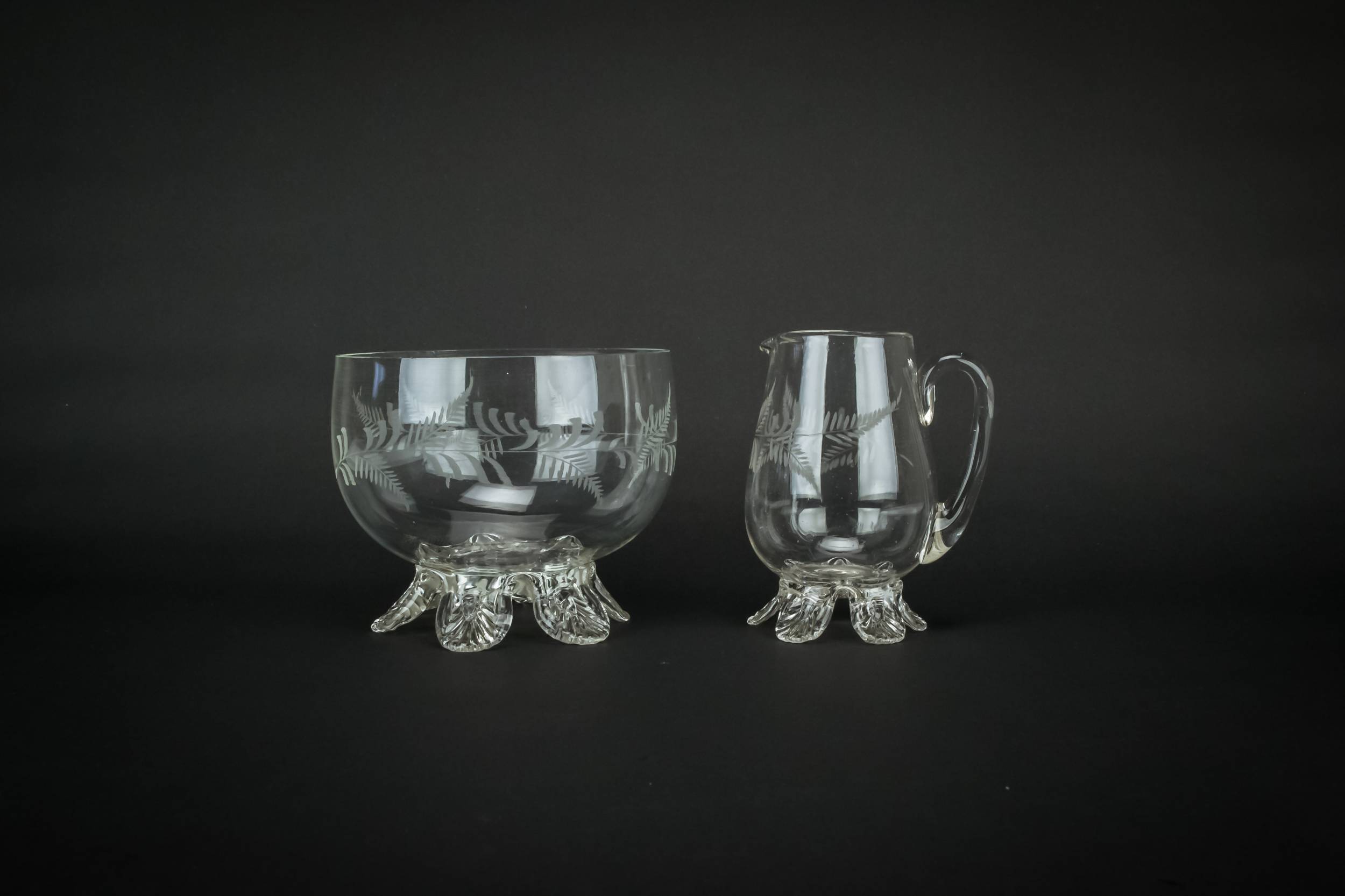 Victorian Charming Floral — Glass sugar and milk set