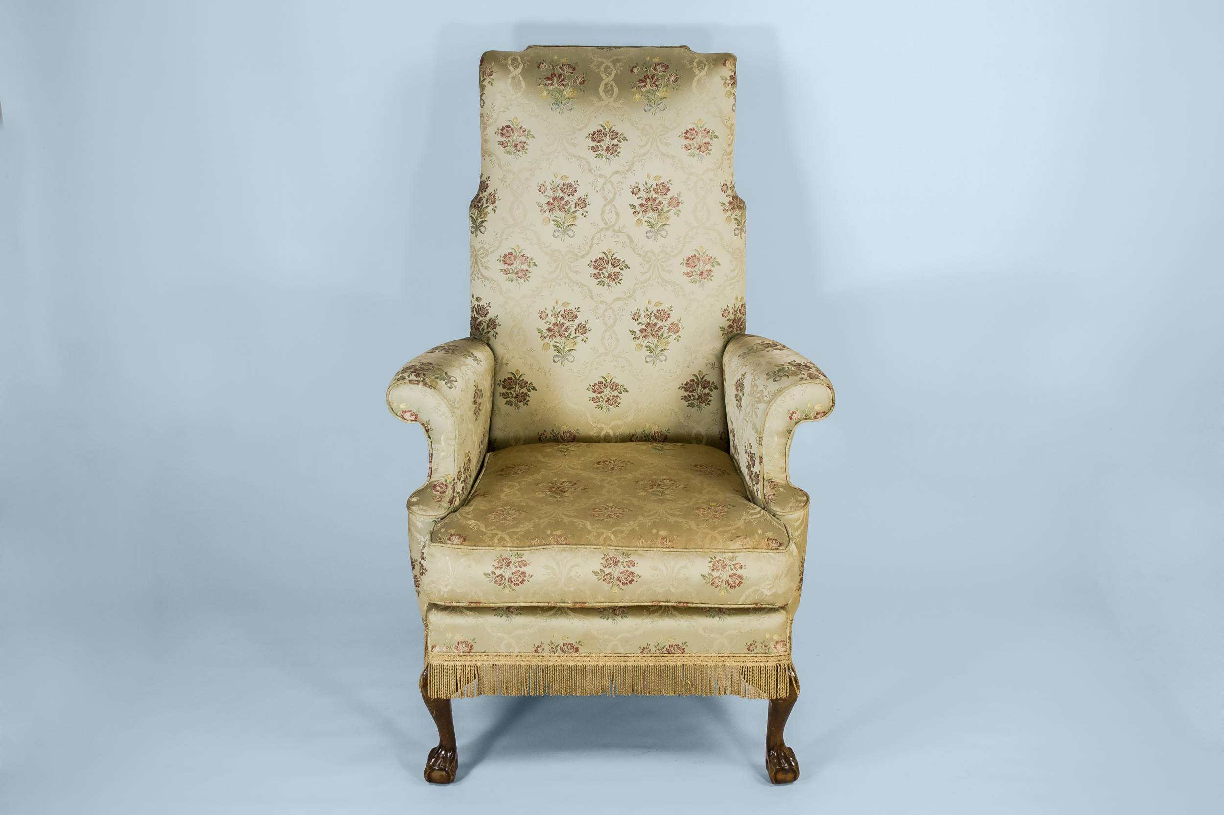 Vintage Wood Fabric — Cosy wing armchair
