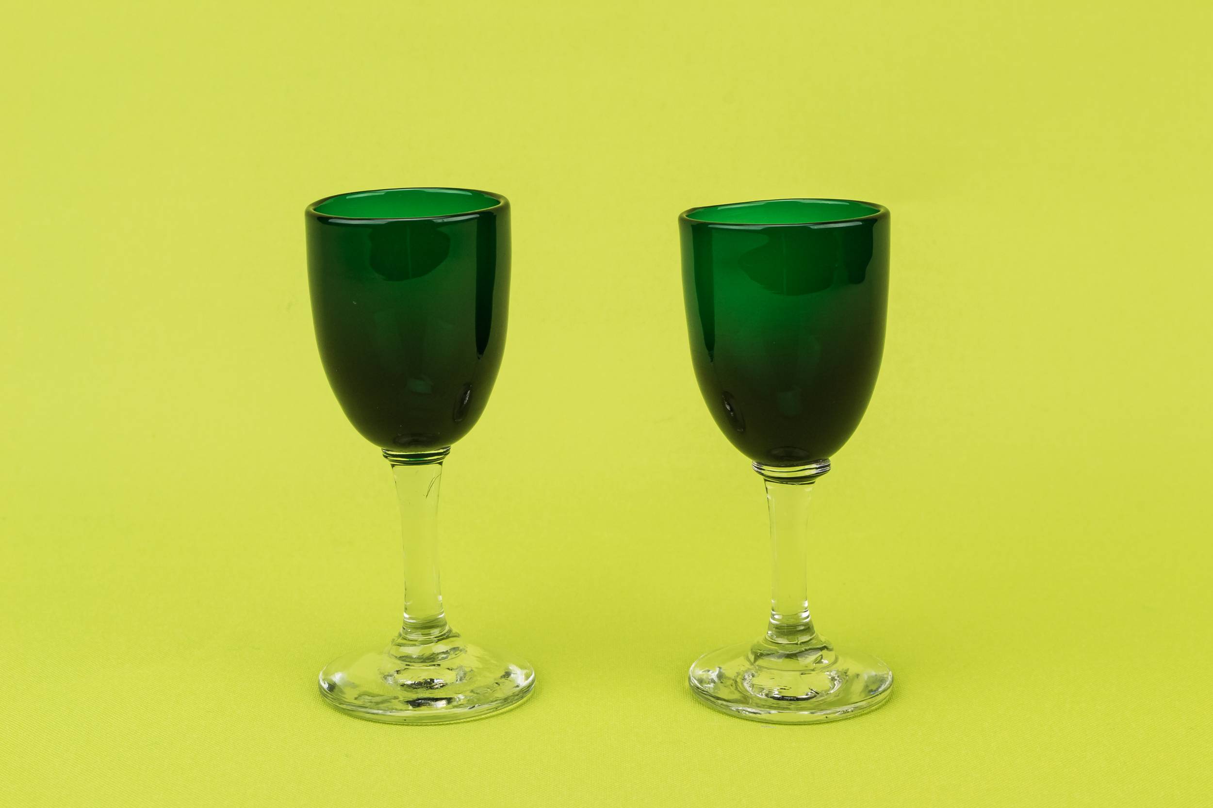Green Victorian Minimalist — 2 green vodka shot glasses