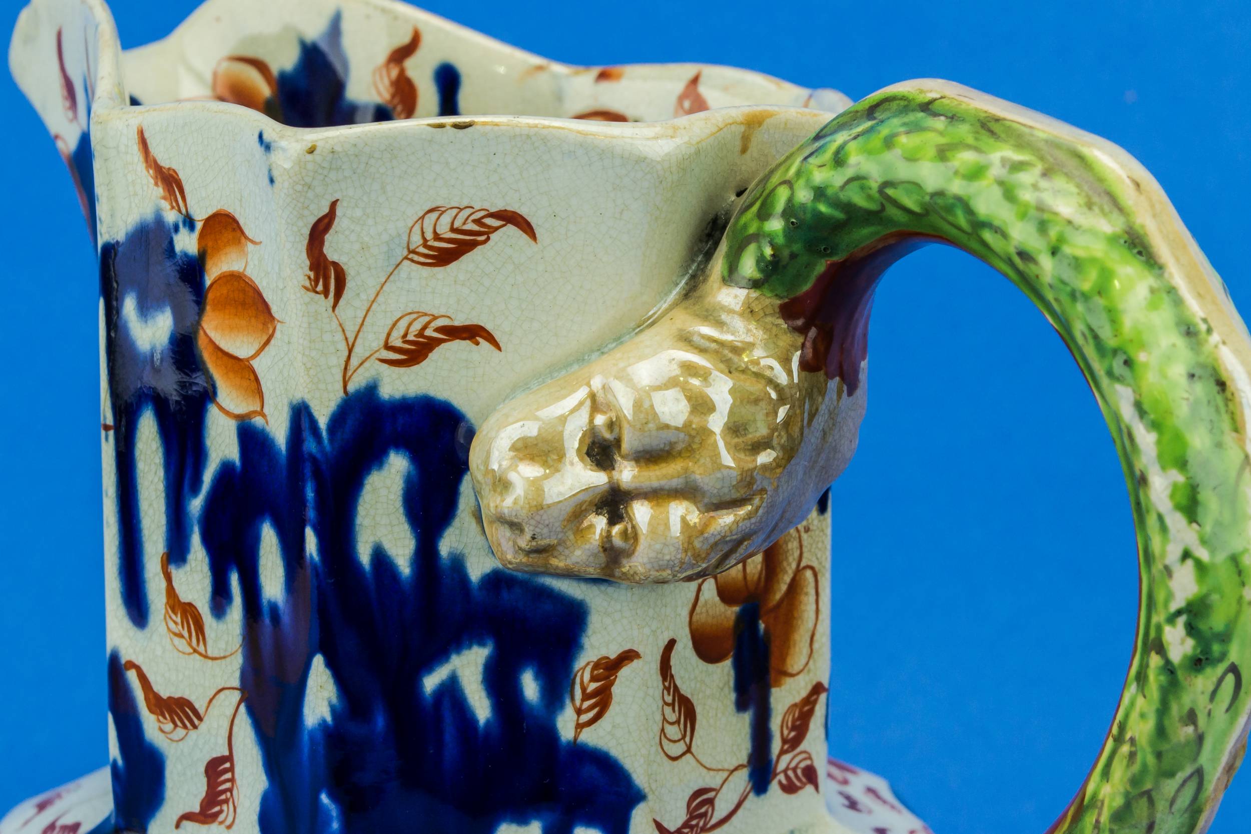 Victorian Antique Ceramic — Rustic colourful water jug 2