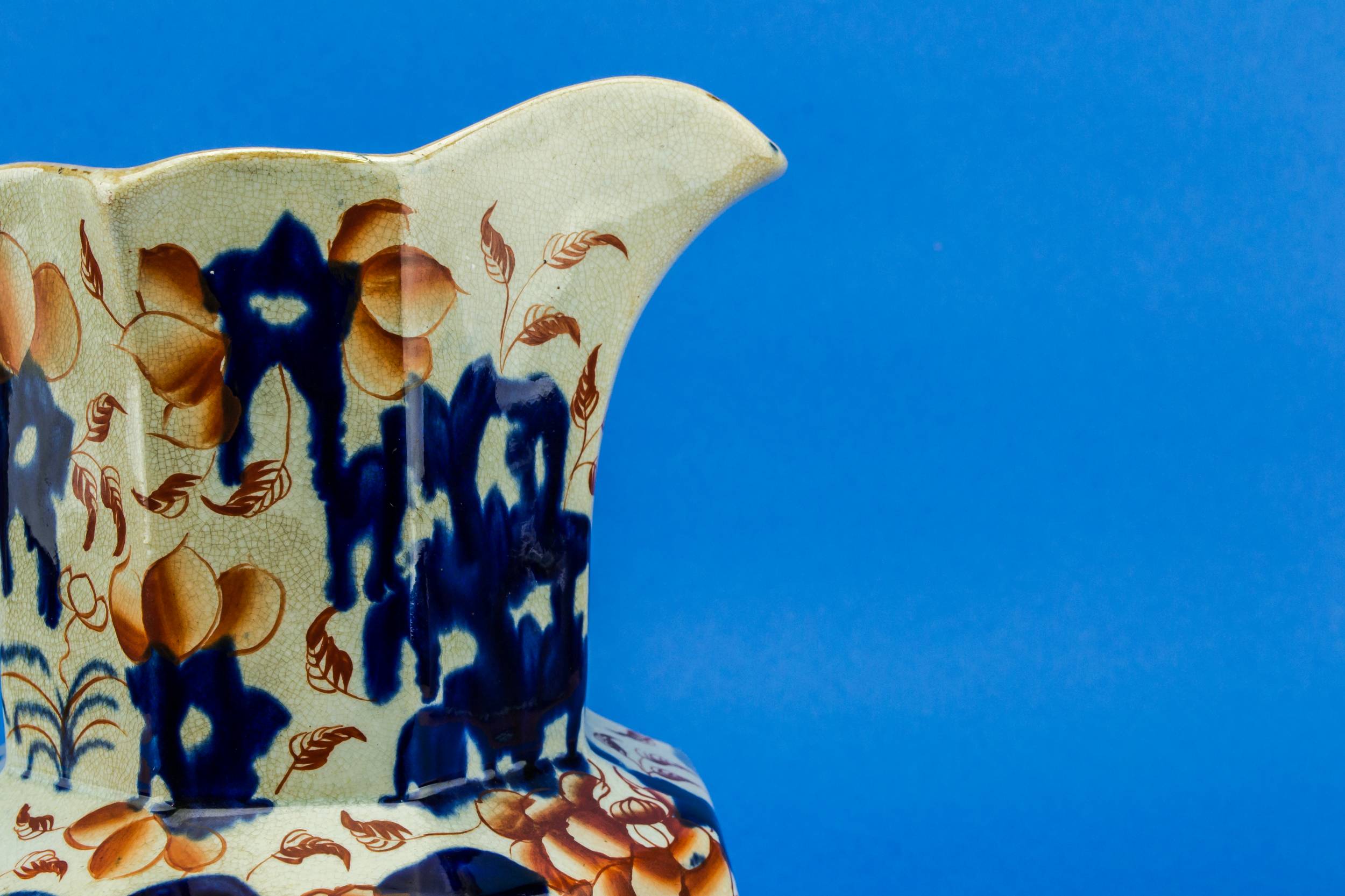 Victorian Antique Ceramic — Rustic colourful water jug 5