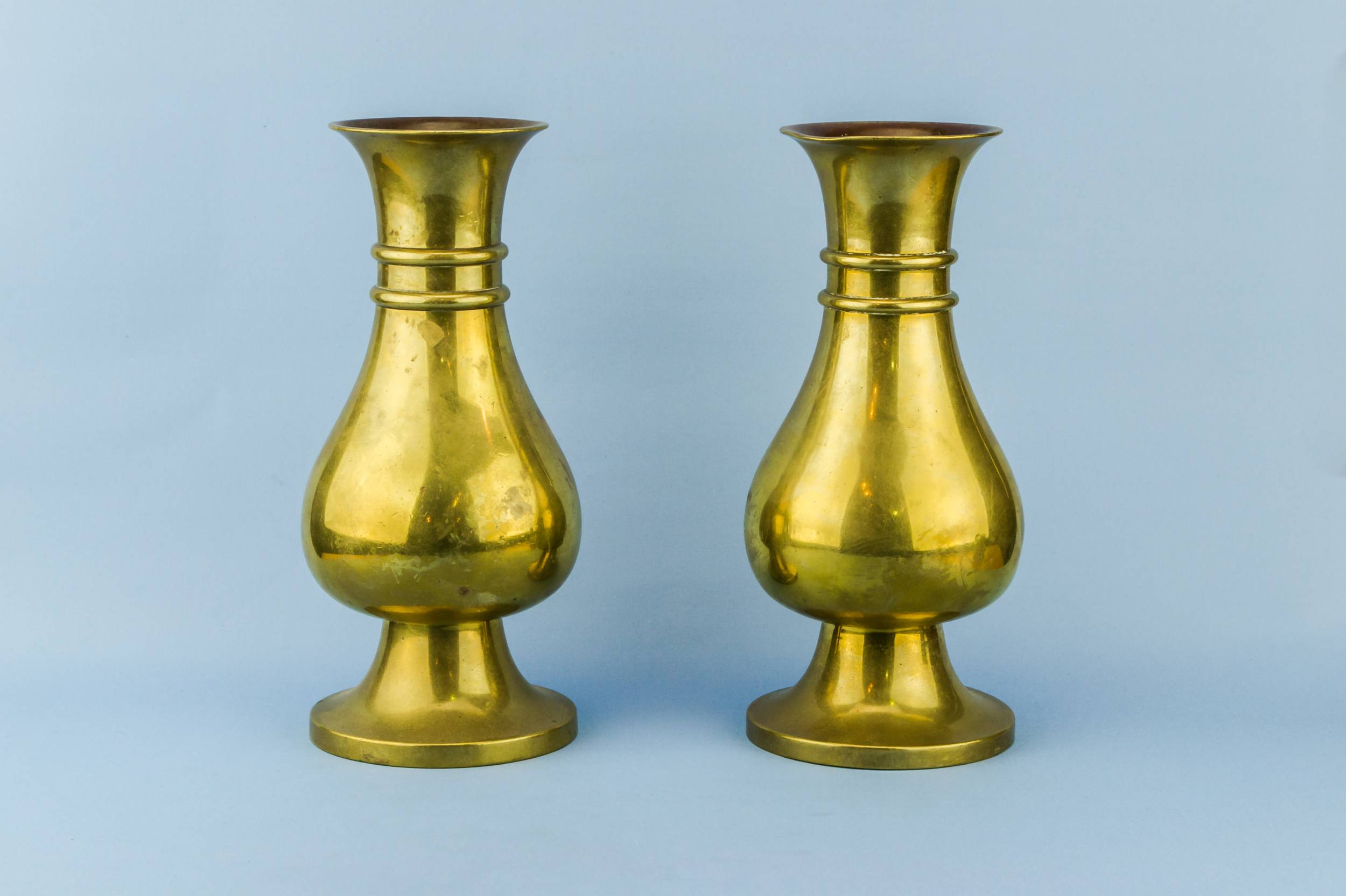 Antique Arts Crafts — Pair of golden brass vases