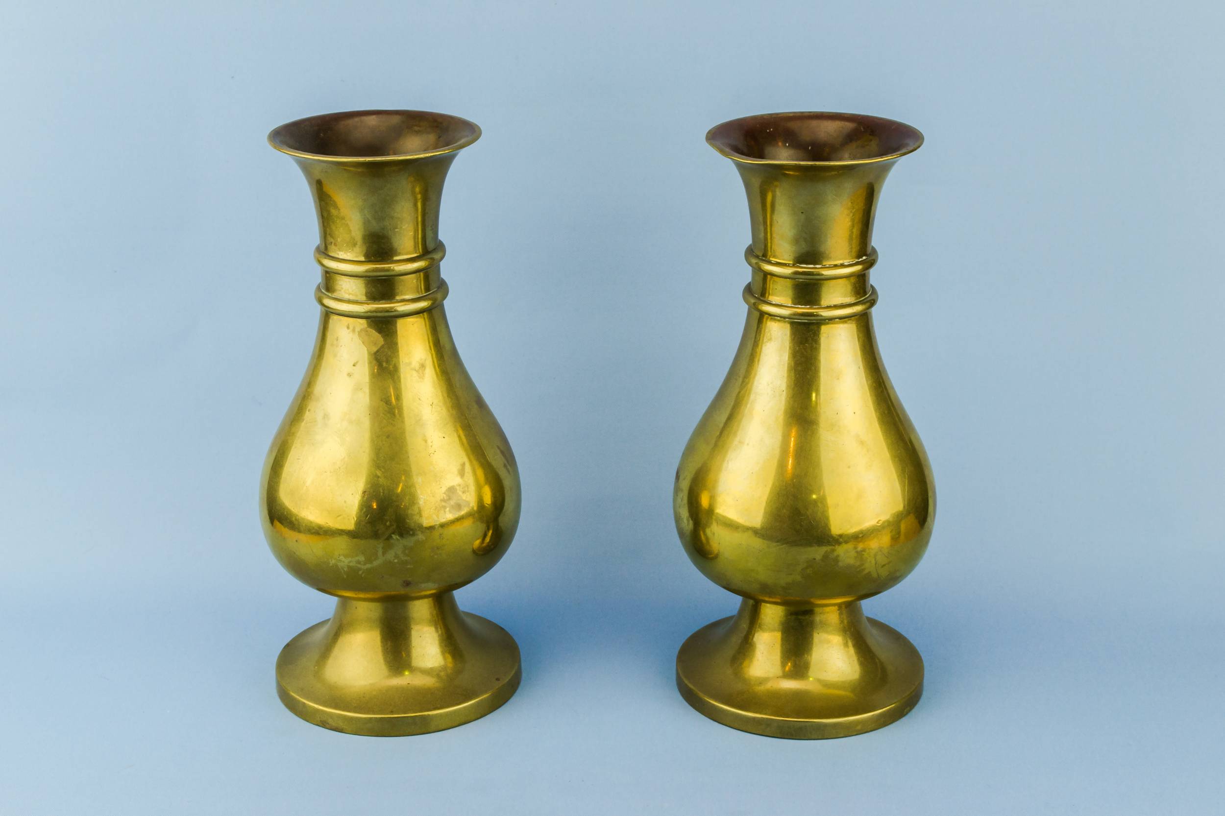 Antique Arts Crafts — Pair of golden brass vases 1