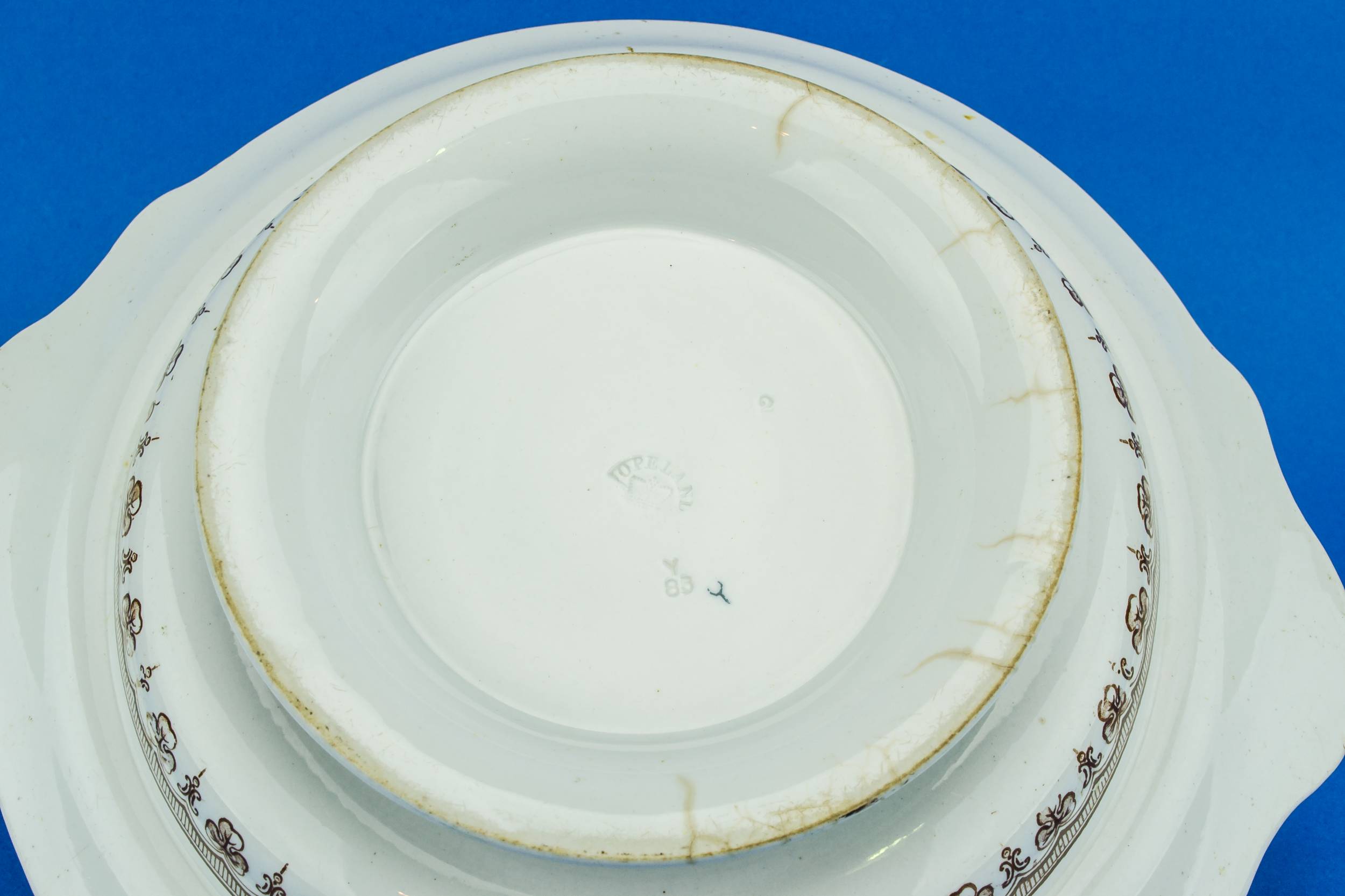 Antique Victorian Round — Large sepia serving bowl 1