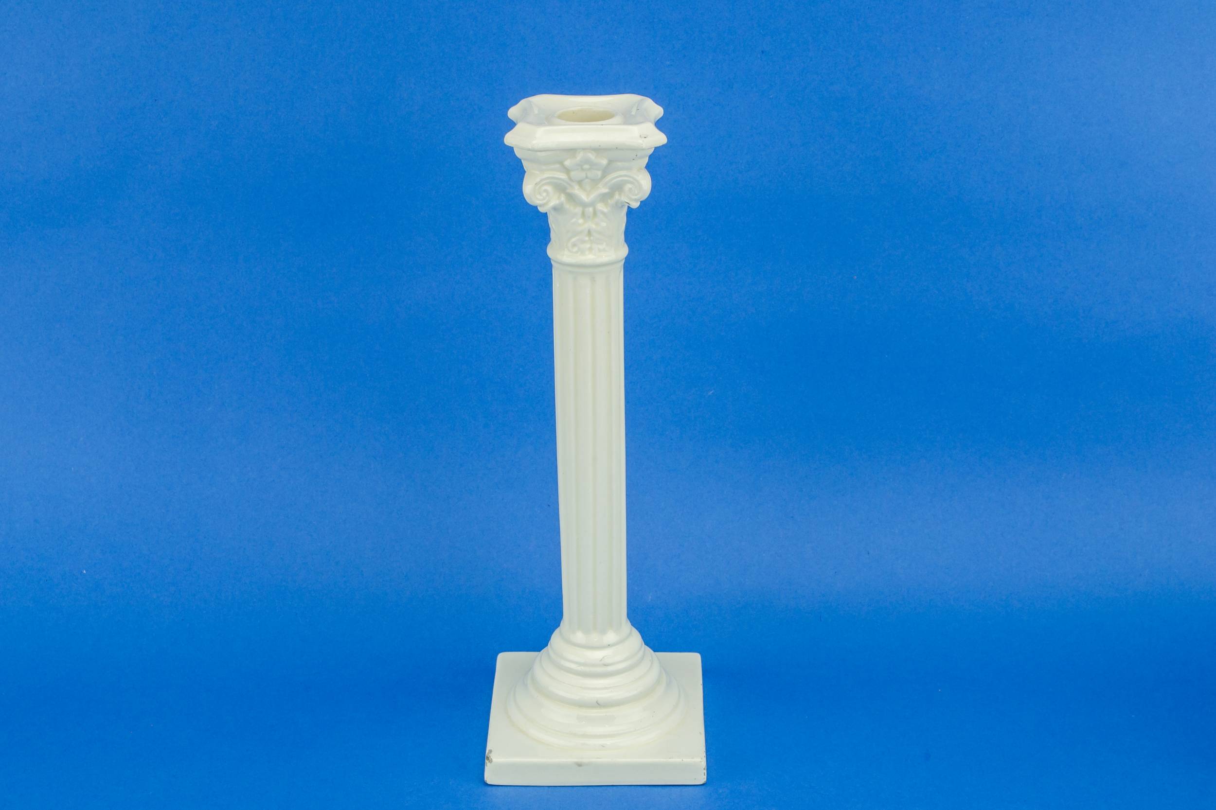 Antique White Fluted — Tall cream candlestick
