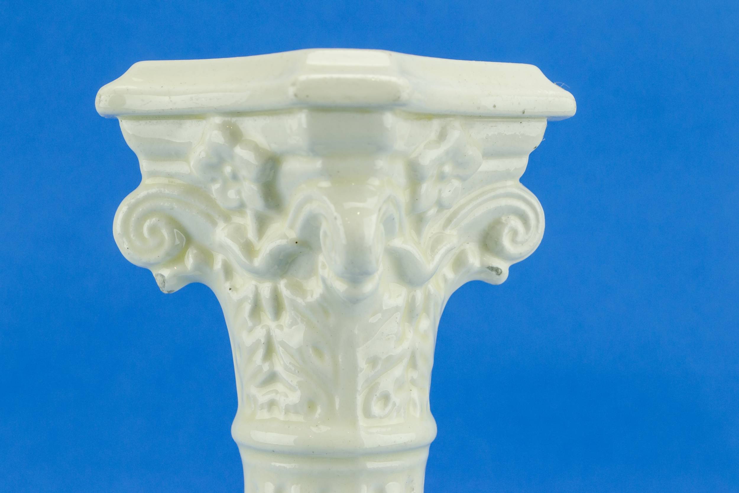 Antique White Fluted — Tall cream candlestick 4