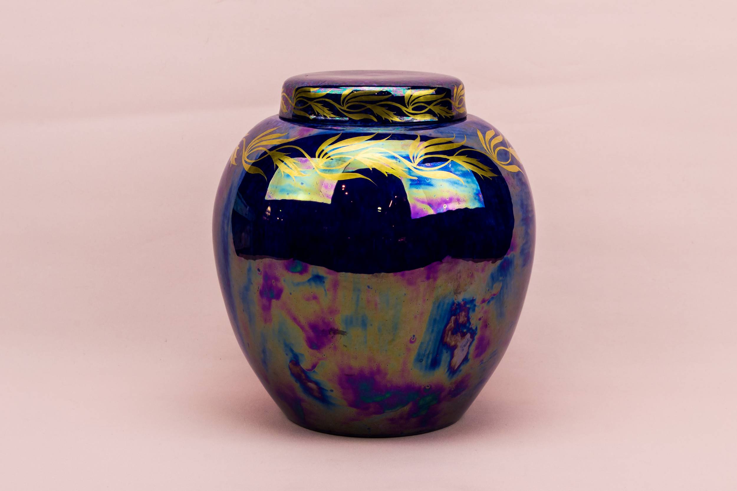 Ceramic Spectacular VASE — Large iridescent blue jar