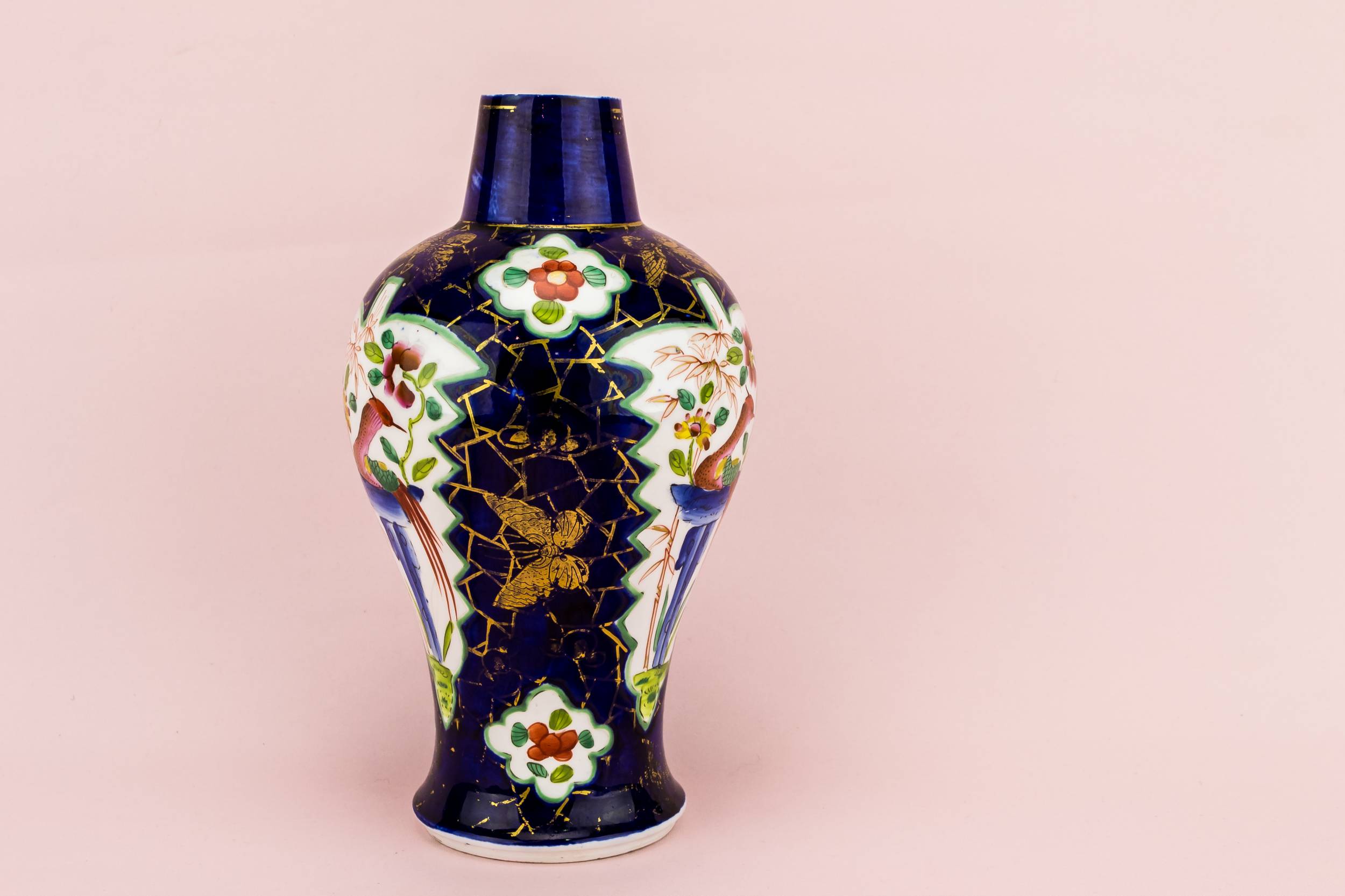 Antique Victorian Floral — Small blue and white vase 1
