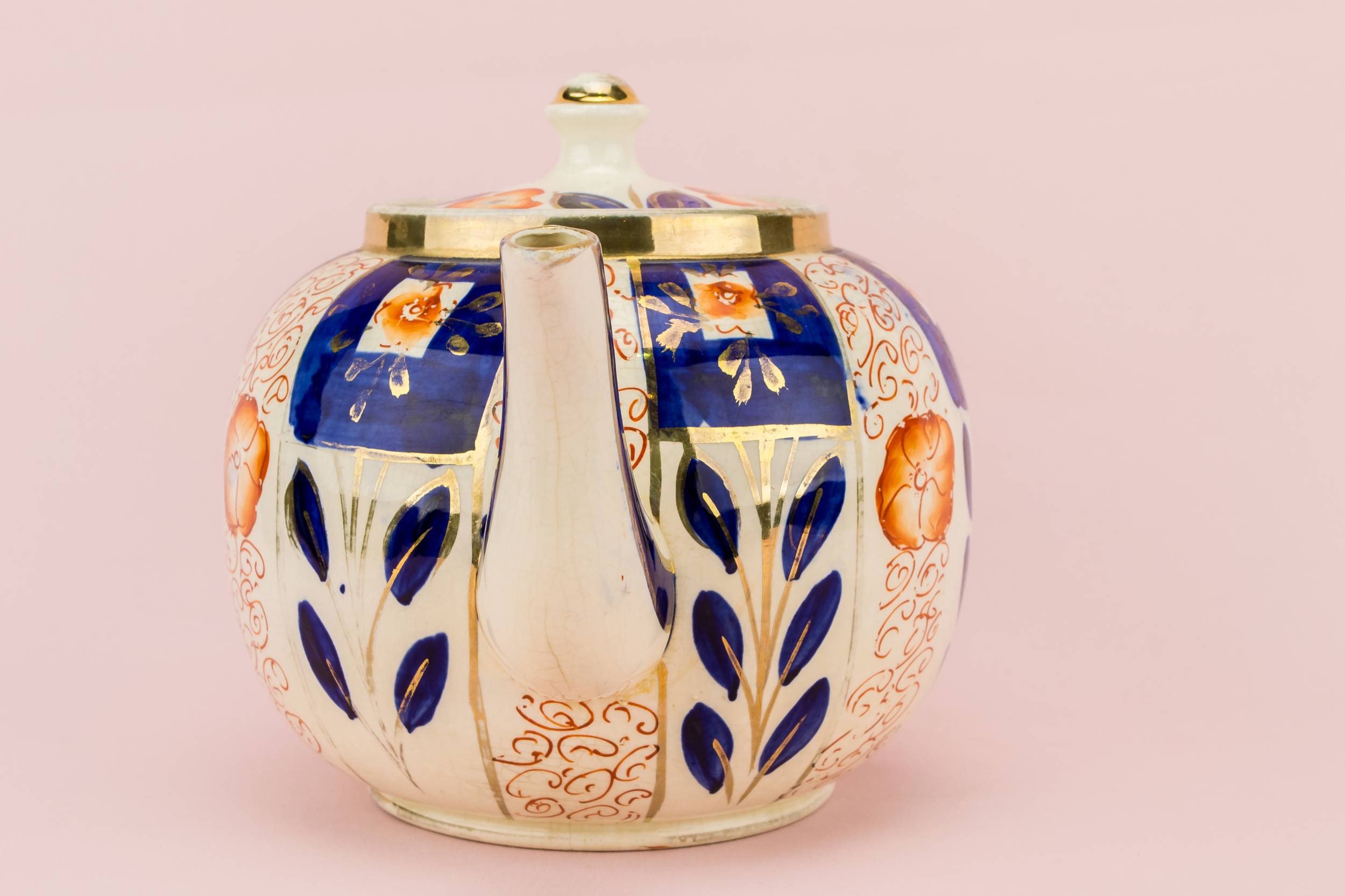 Blue And White — Flow blue rustic teapot 1