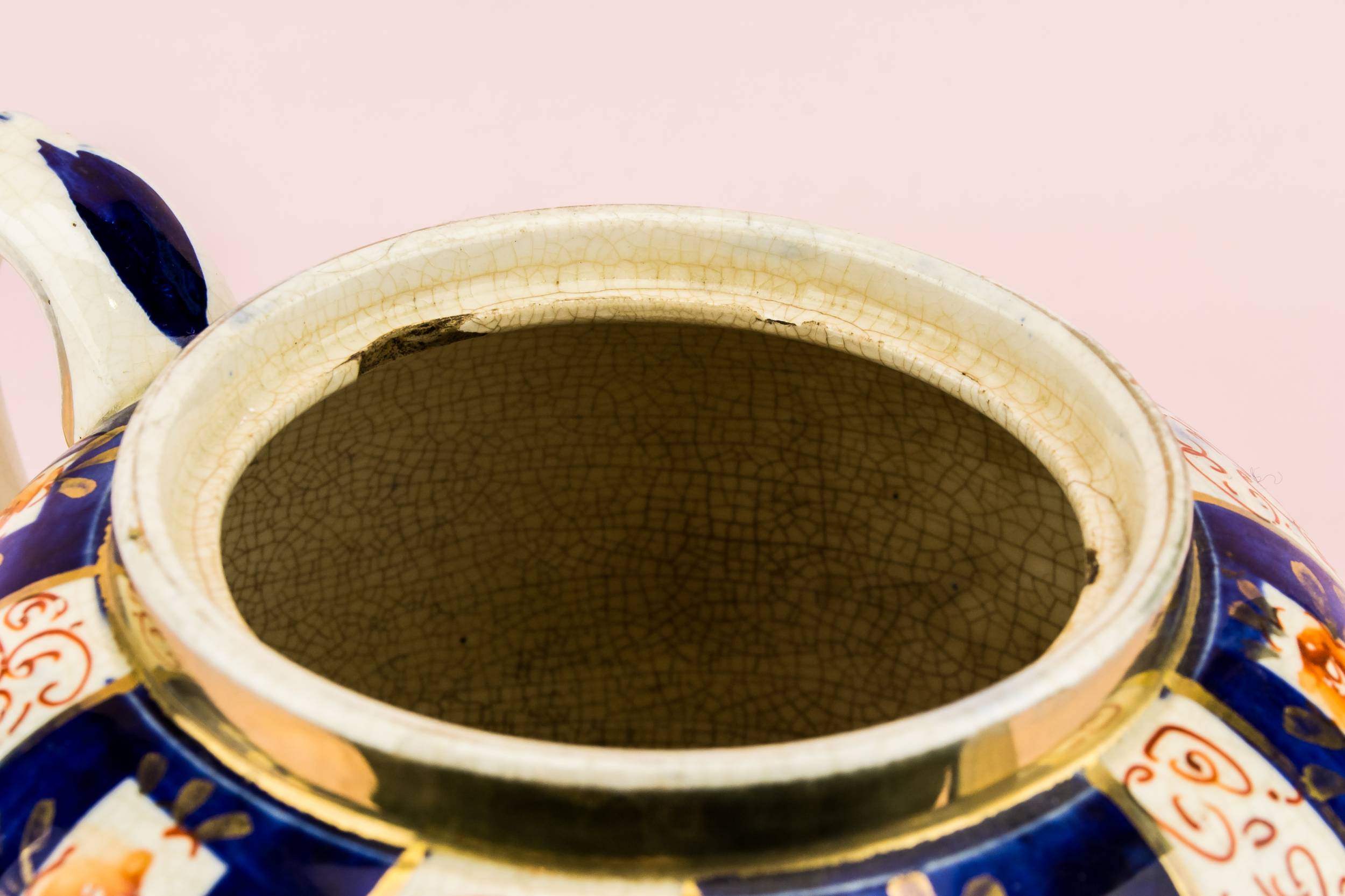 Blue And White — Flow blue rustic teapot 3
