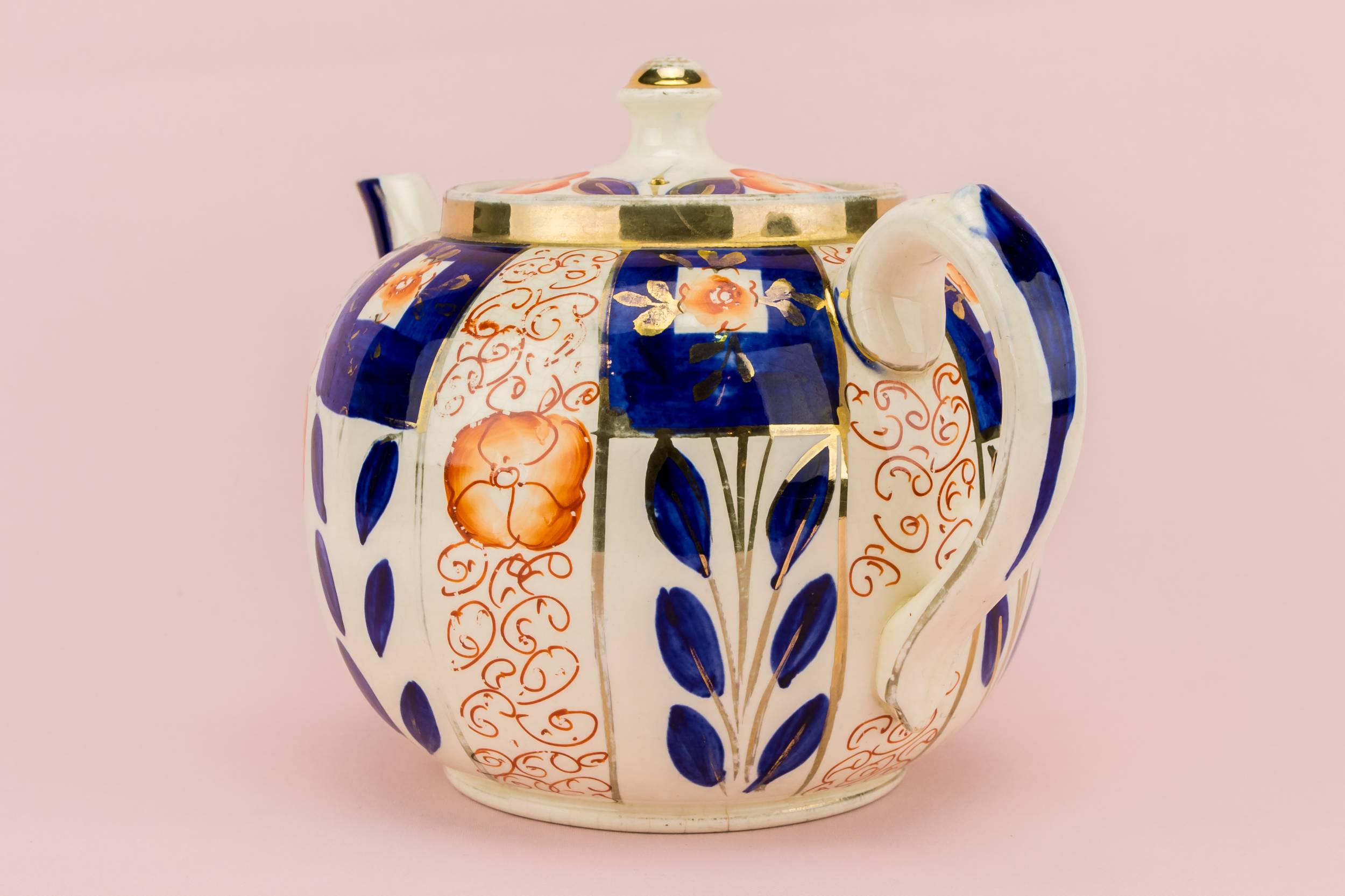Blue And White — Flow blue rustic teapot 5