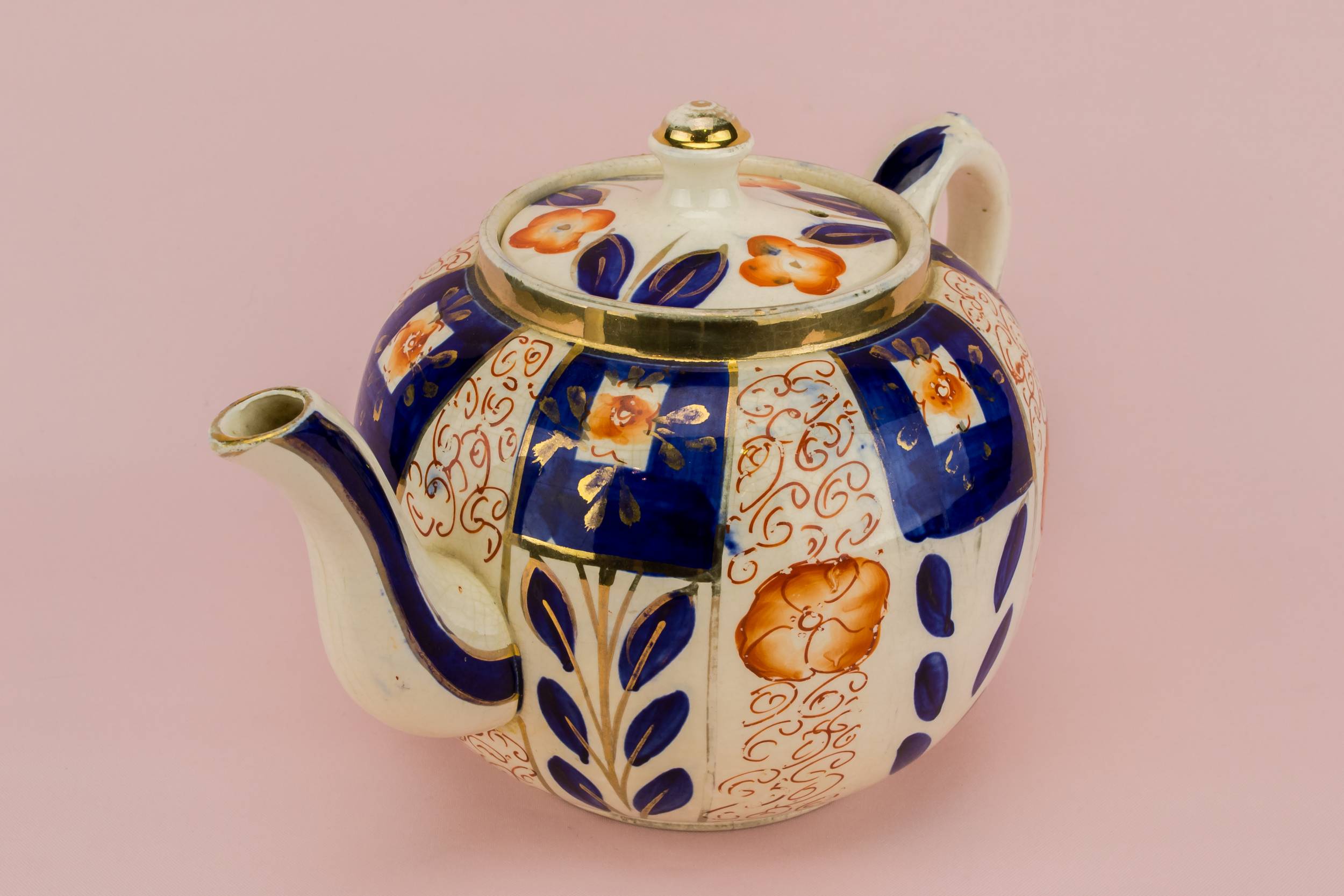 Blue And White — Flow blue rustic teapot 2