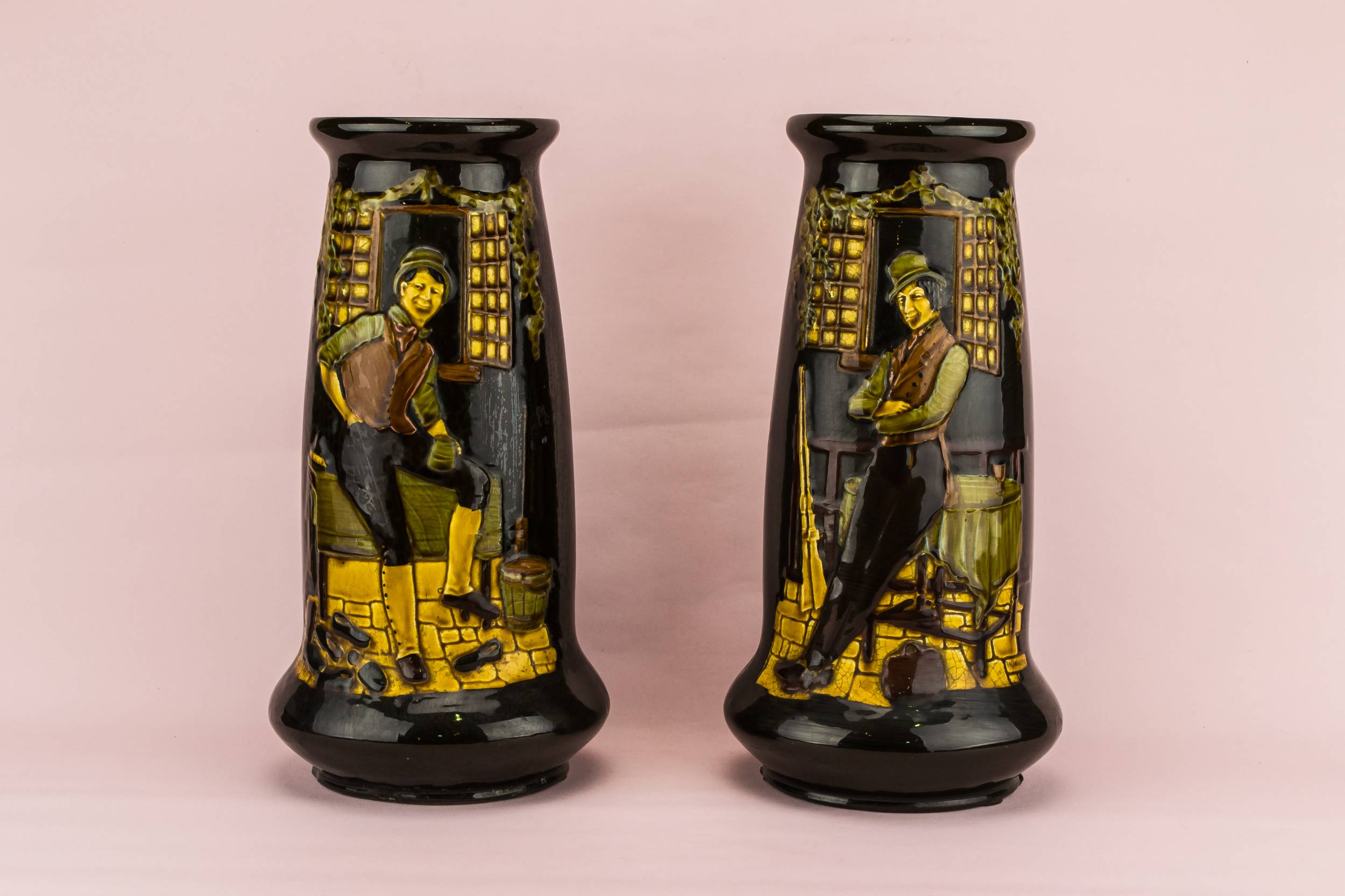 Antique Ceramic Figures — 2 Art Nouveau large vases