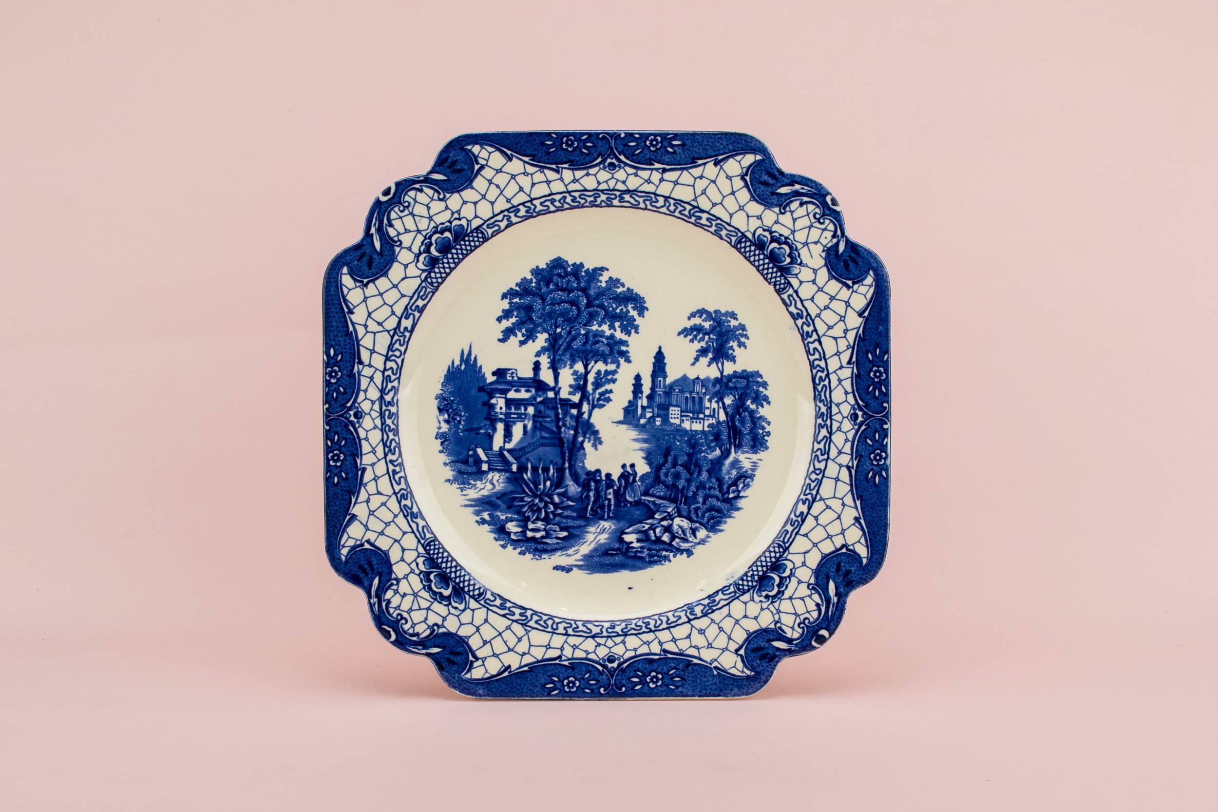 Rustic Traditional PLATES — 5 blue dinner plates