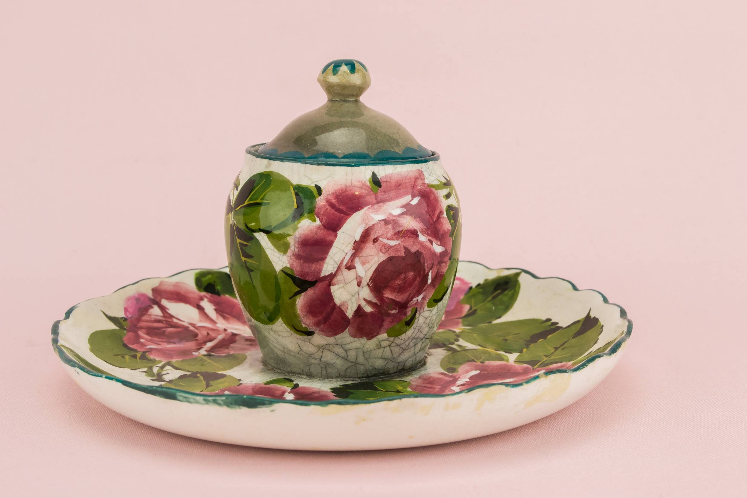 Rustic Antique INKWELL — Wemyss pottery inkwell 3