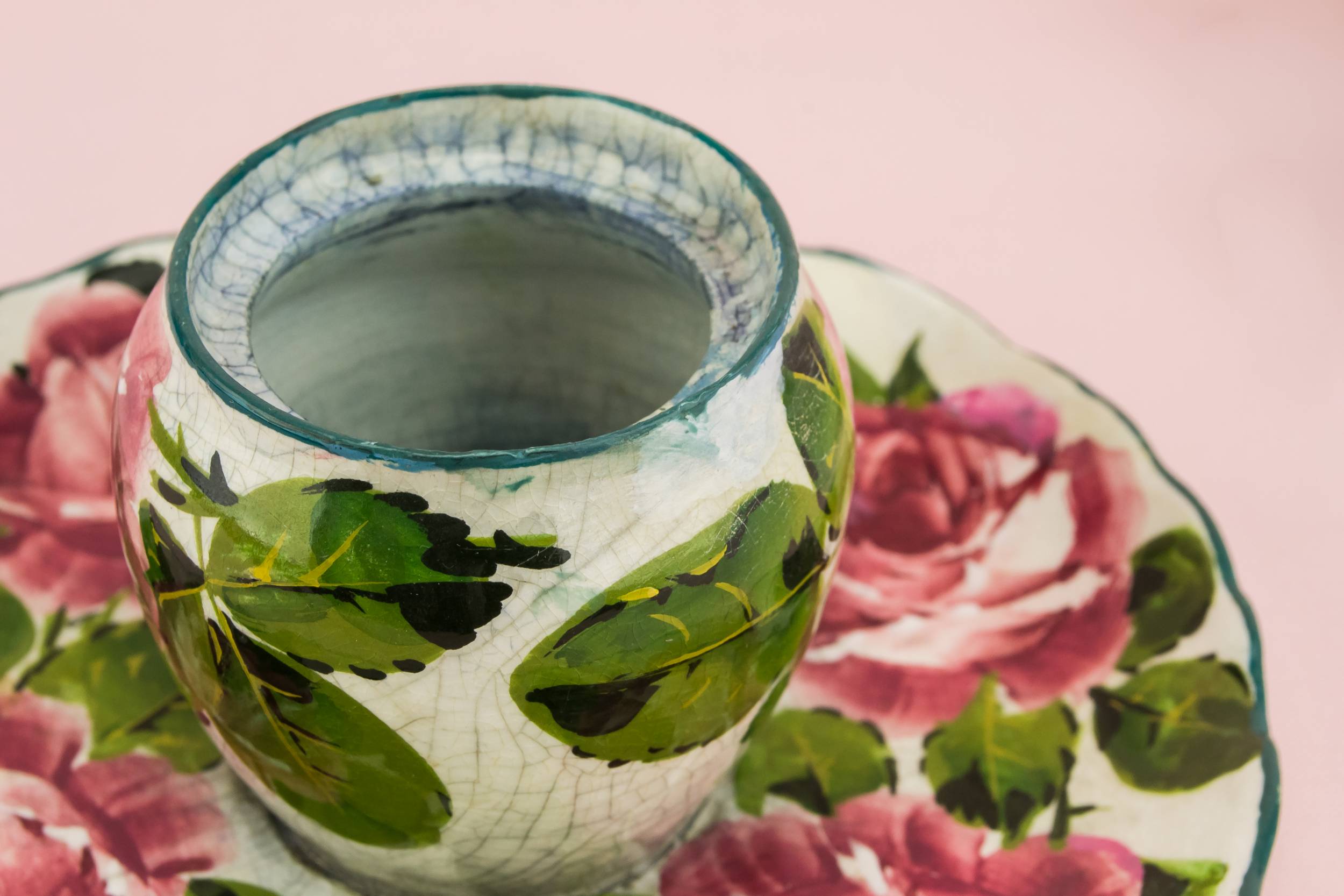 Rustic Antique INKWELL — Wemyss pottery inkwell 5