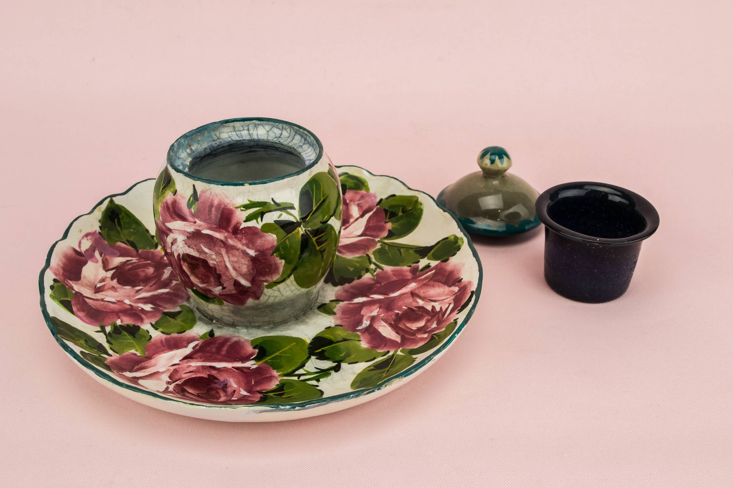 Rustic Antique INKWELL — Wemyss pottery inkwell 1
