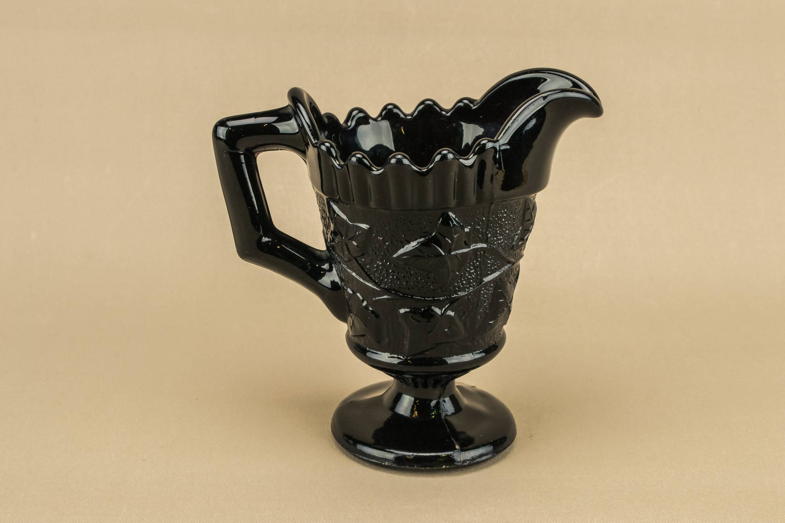Stylish Victorian CREAMER — Black glass creamer