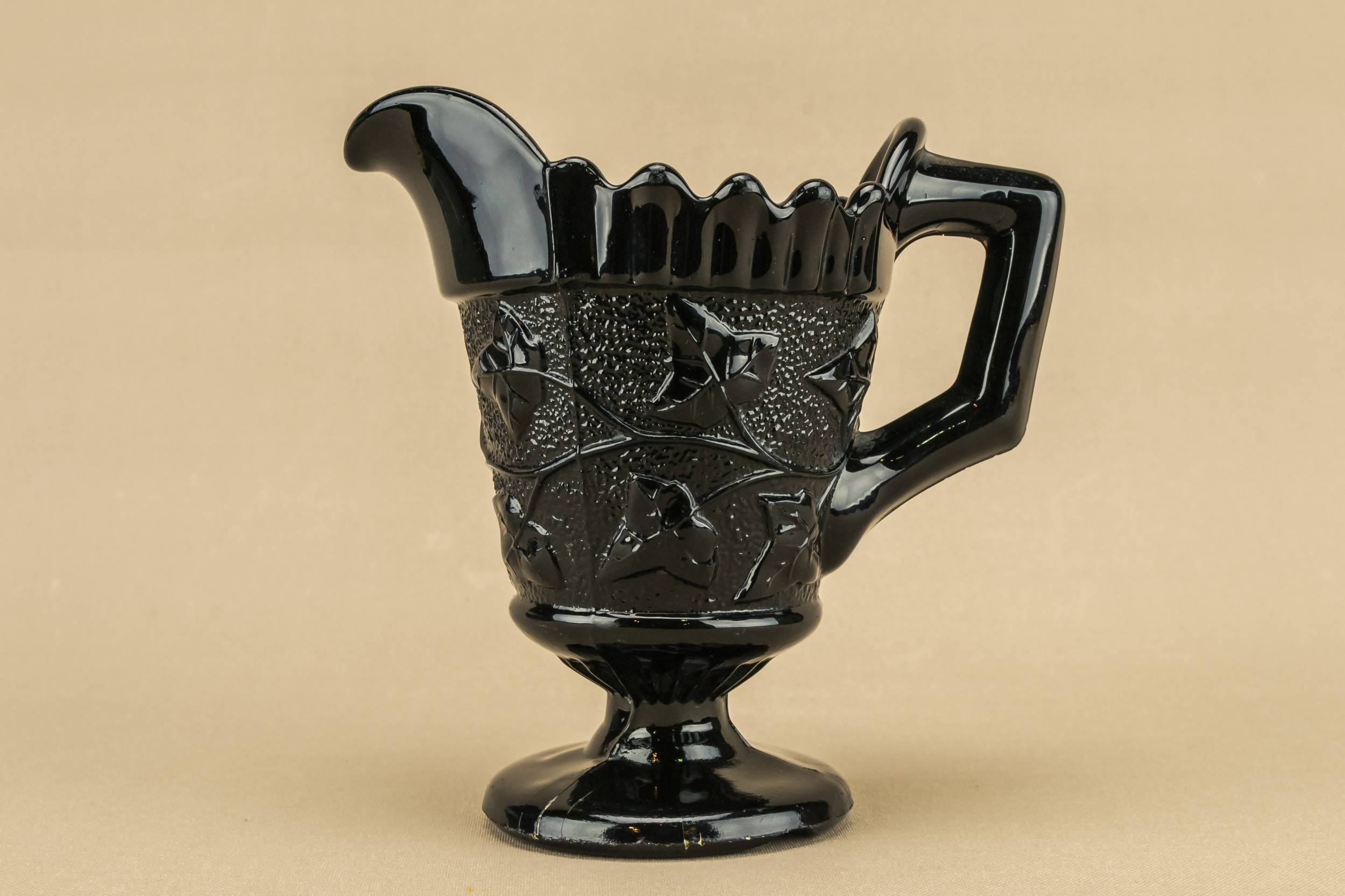 Stylish Victorian CREAMER — Black glass creamer 1