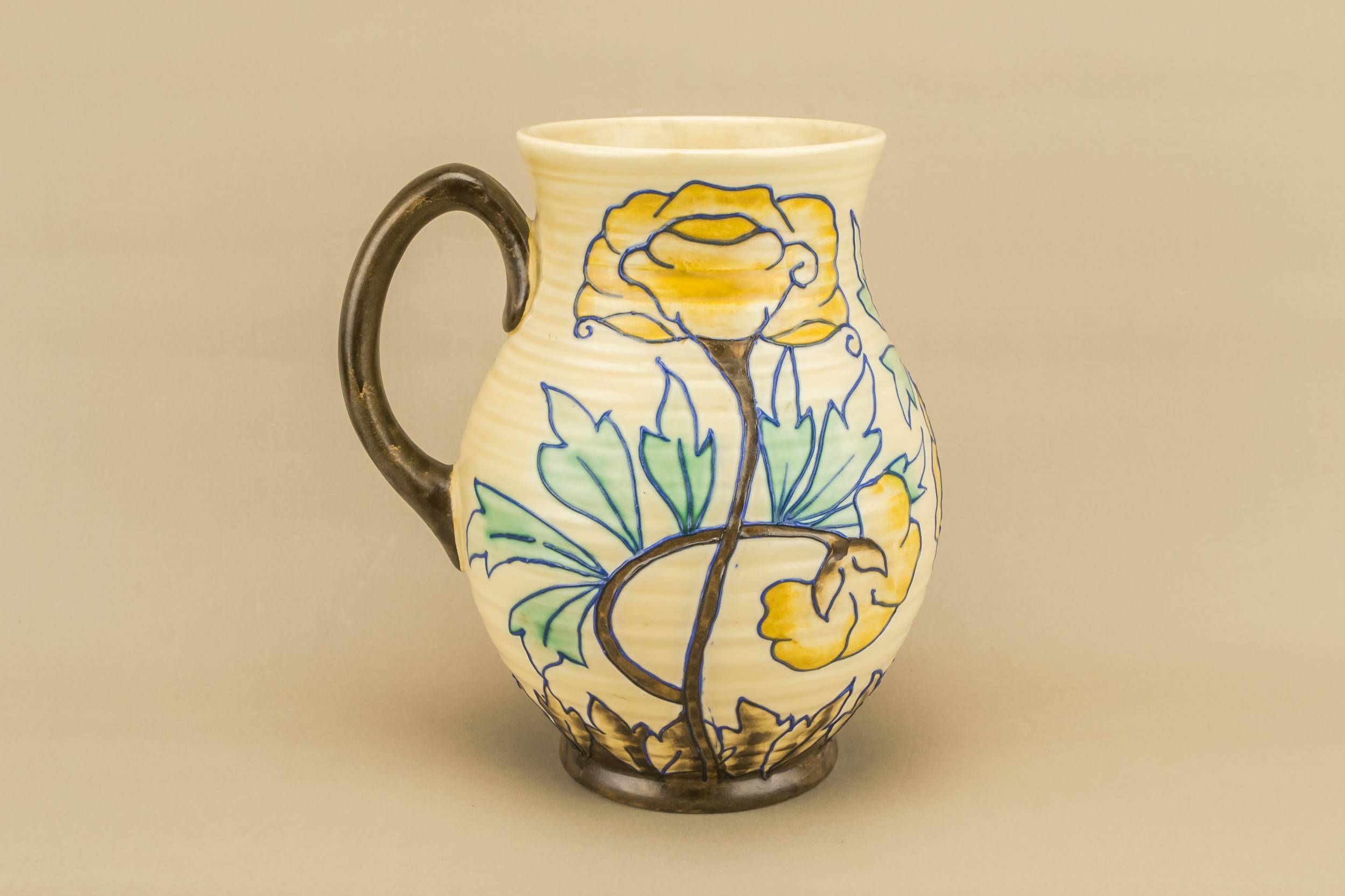 Ceramic Art Deco — Large floral water jug