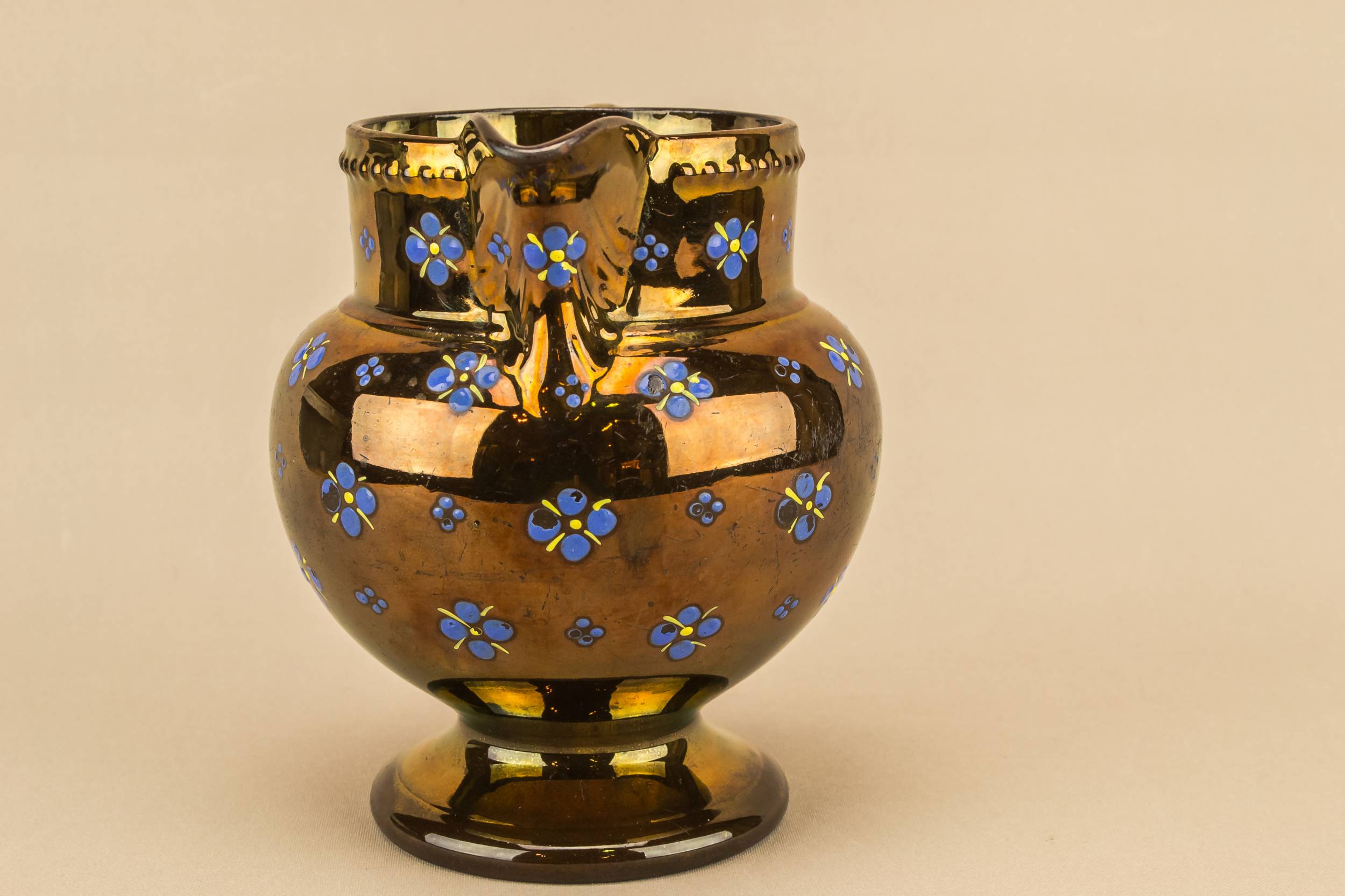 Antique Beautiful Juice — Blue and lustre milk jug 1