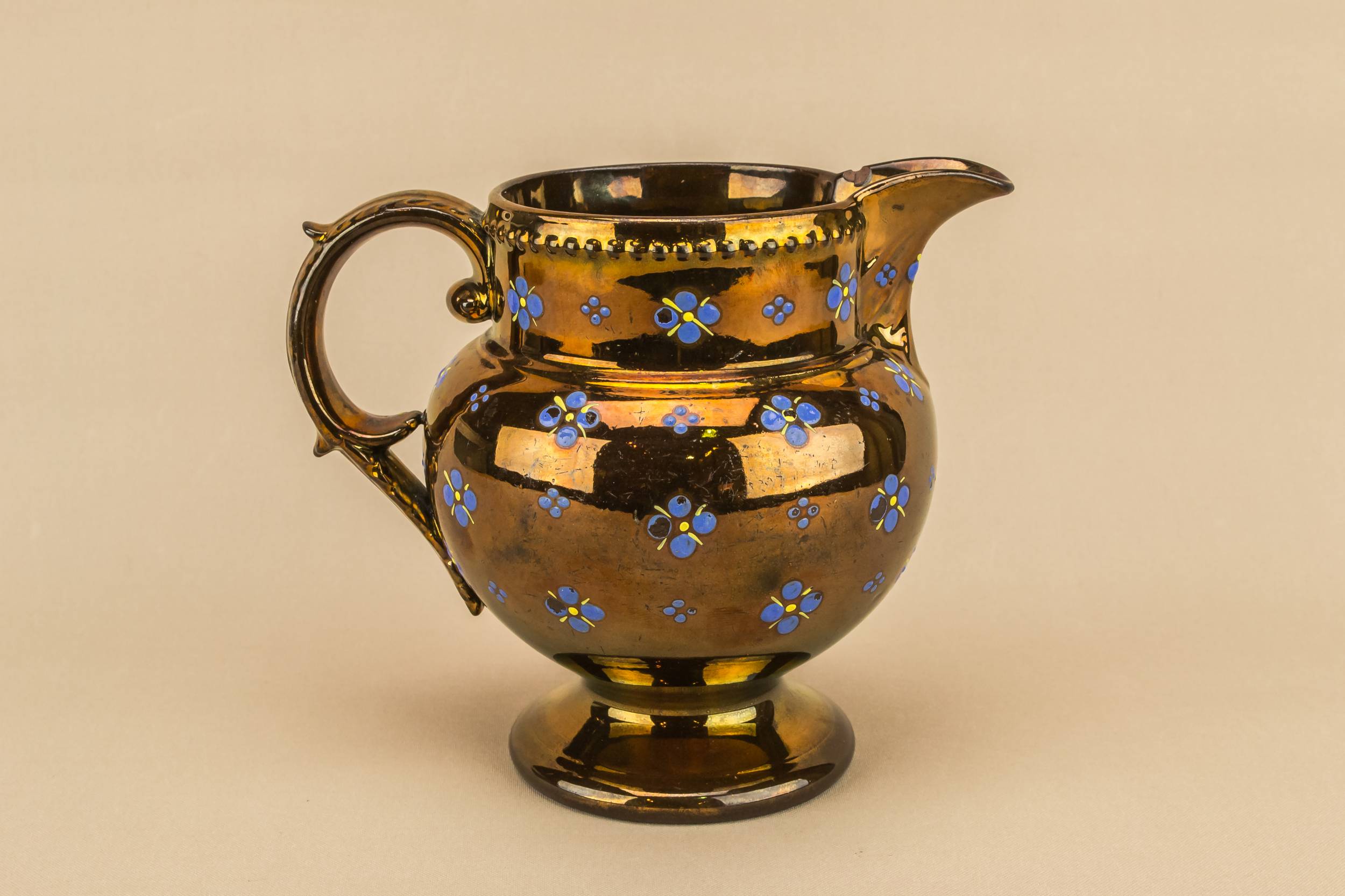 Antique Beautiful Juice — Blue and lustre milk jug