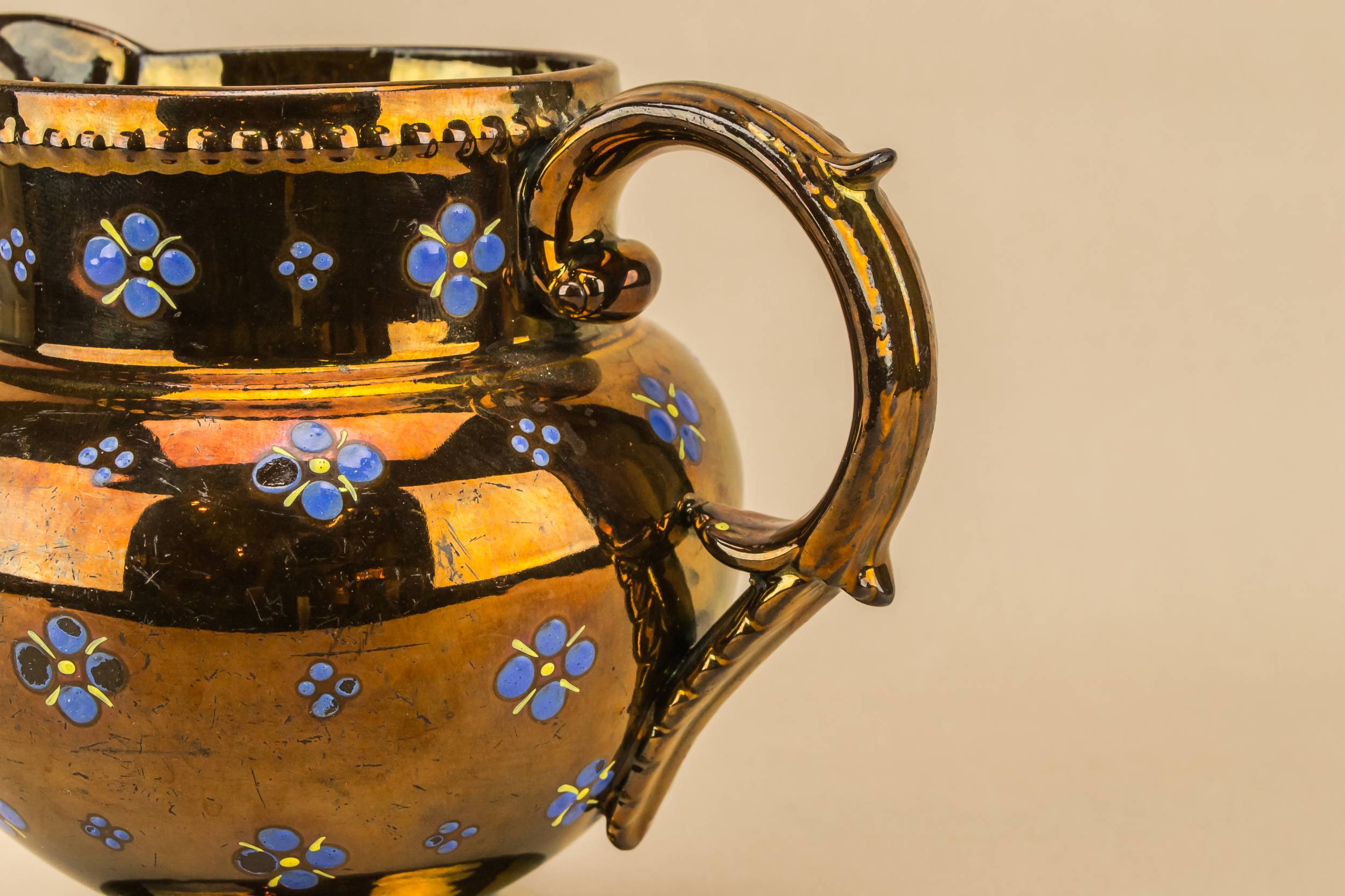 Antique Beautiful Juice — Blue and lustre milk jug 4