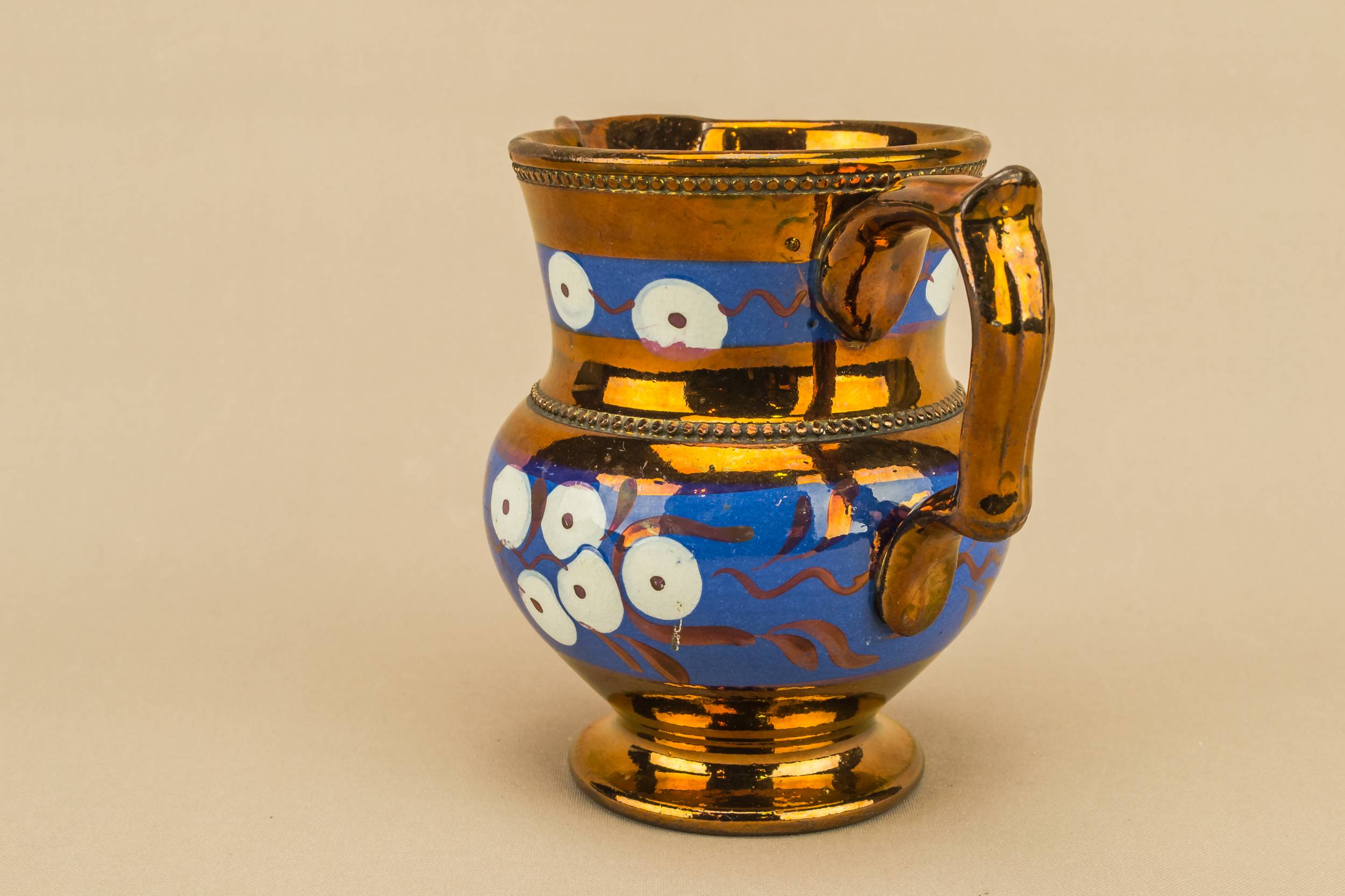 Antique Unusual Oil — Blue lustre milk jug 2